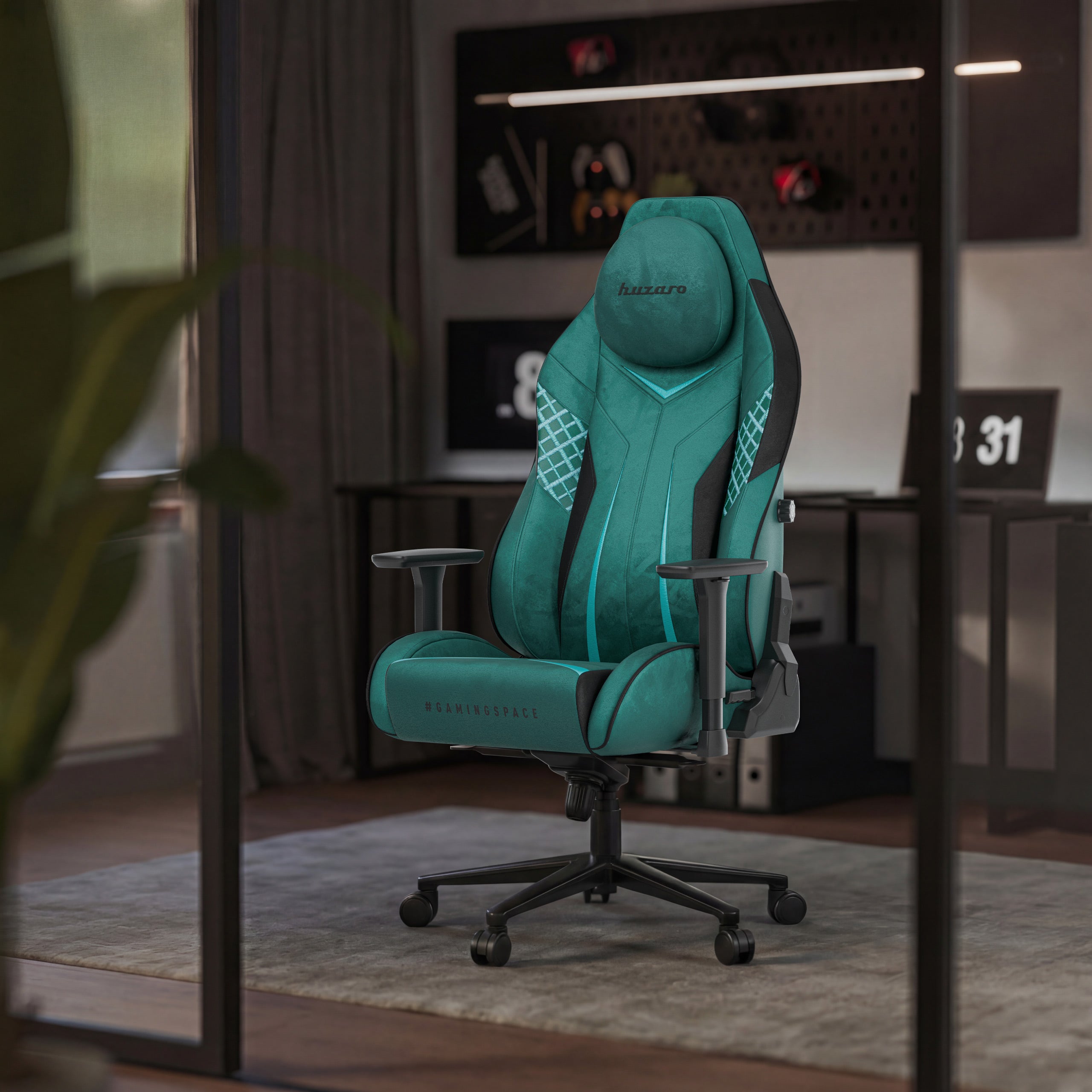 Poltrona da gaming in pelle scamosciata Huzaro Force 8.3 Green