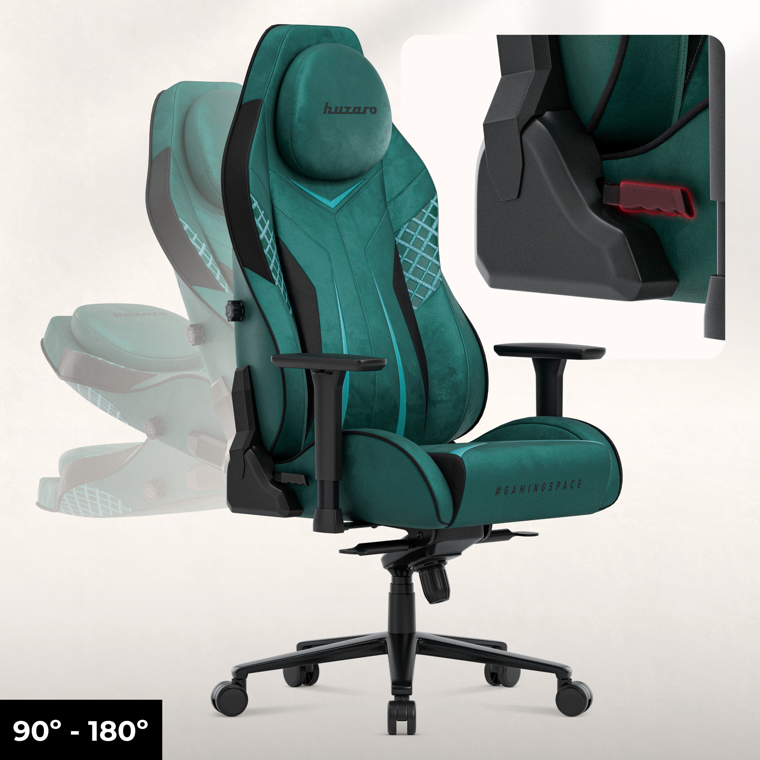 Poltrona da gaming in pelle scamosciata Huzaro Force 8.3 Green