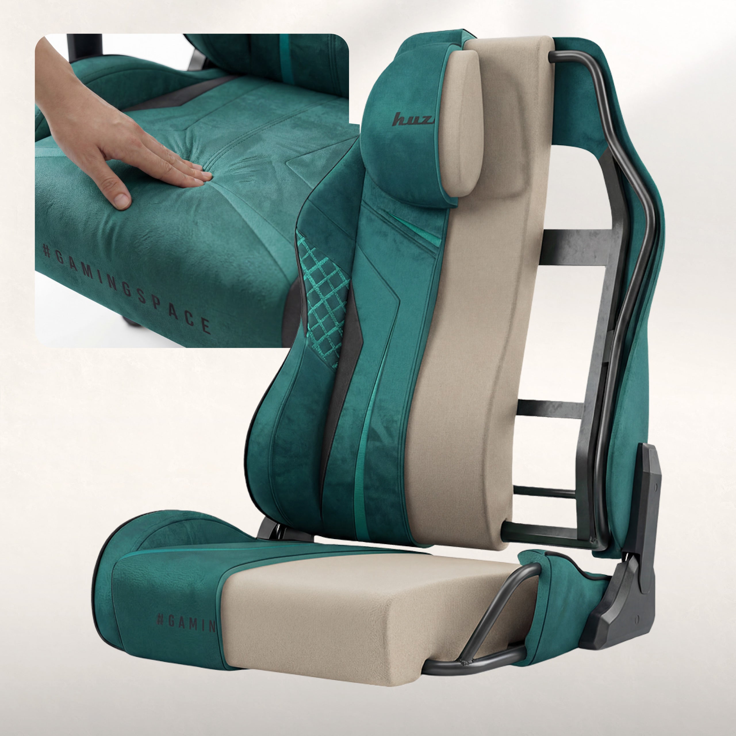 Poltrona da gaming in pelle scamosciata Huzaro Force 8.3 Green