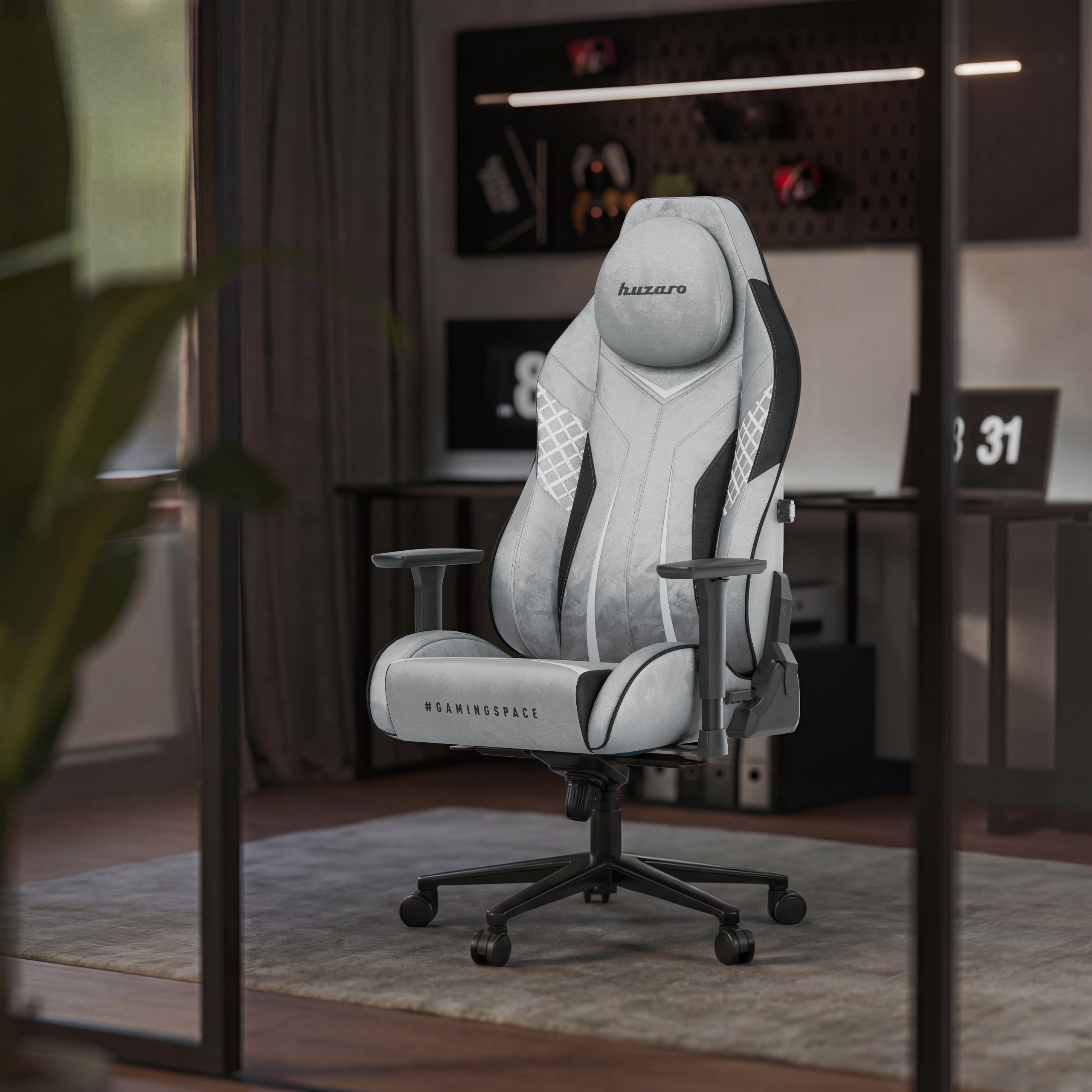 Poltrona da gaming in pelle scamosciata Huzaro Force 8.3 Grey