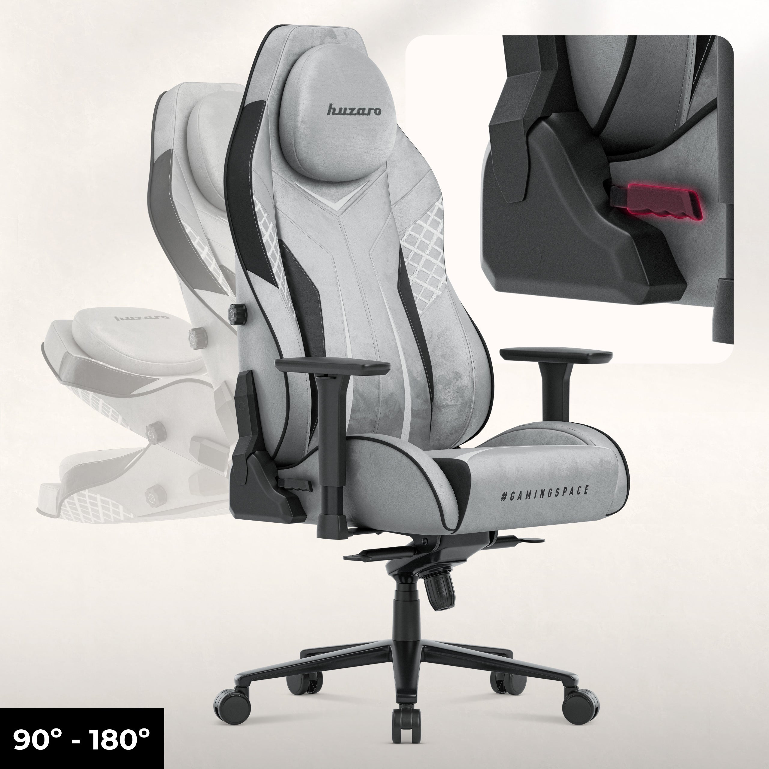 Poltrona da gaming in pelle scamosciata Huzaro Force 8.3 Grey