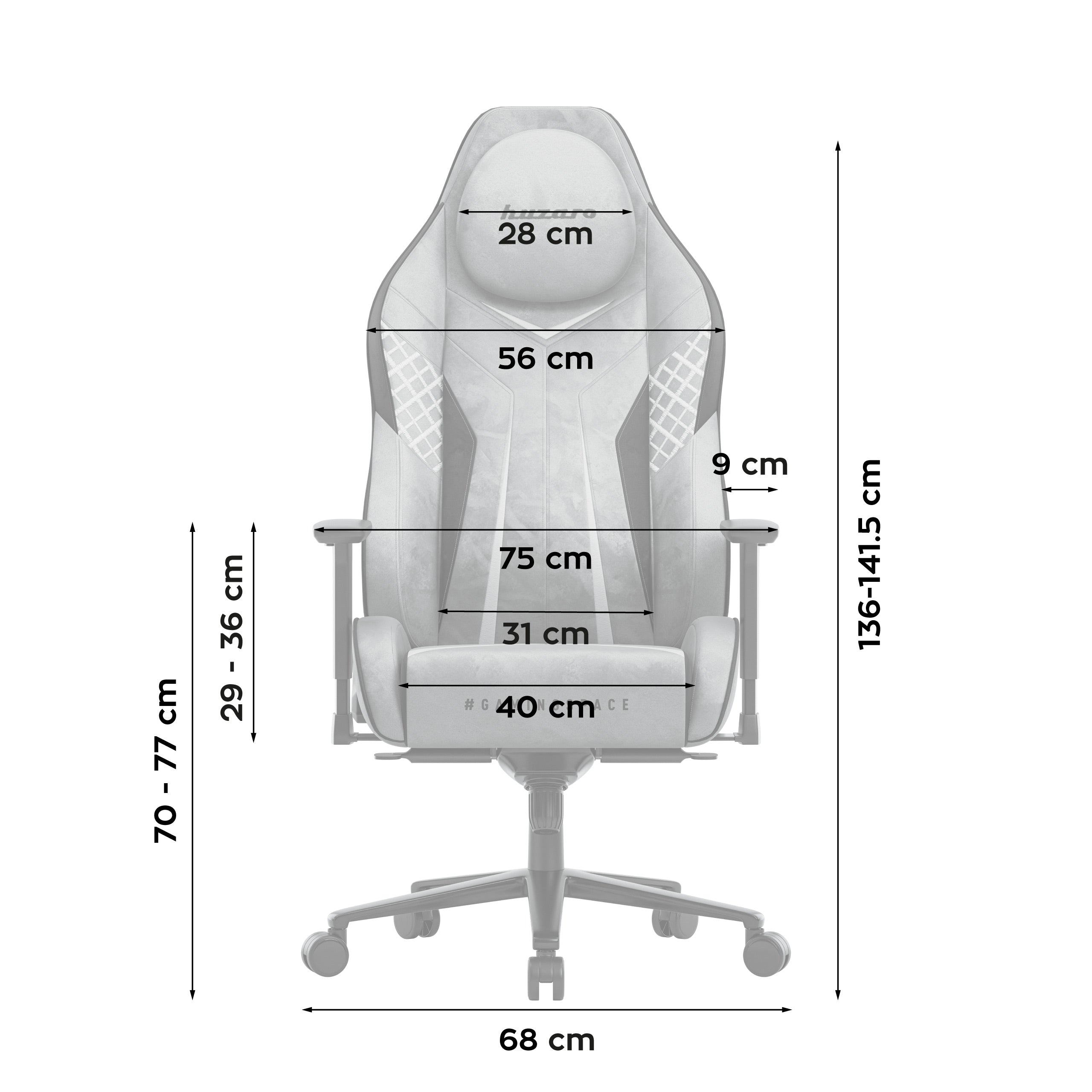 Poltrona da gaming in pelle scamosciata Huzaro Force 8.3 Grey