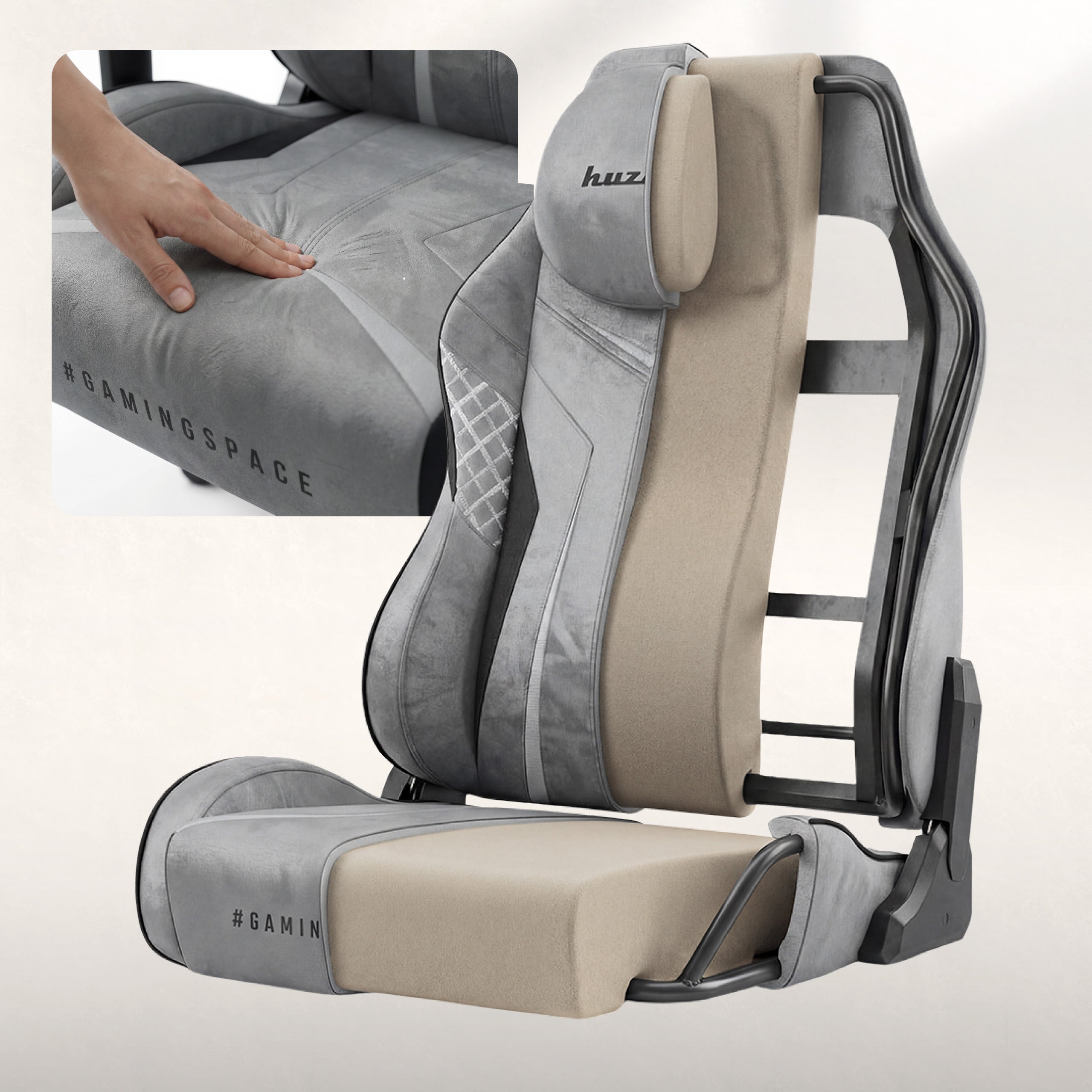 Poltrona da gaming in pelle scamosciata Huzaro Force 8.3 Grey