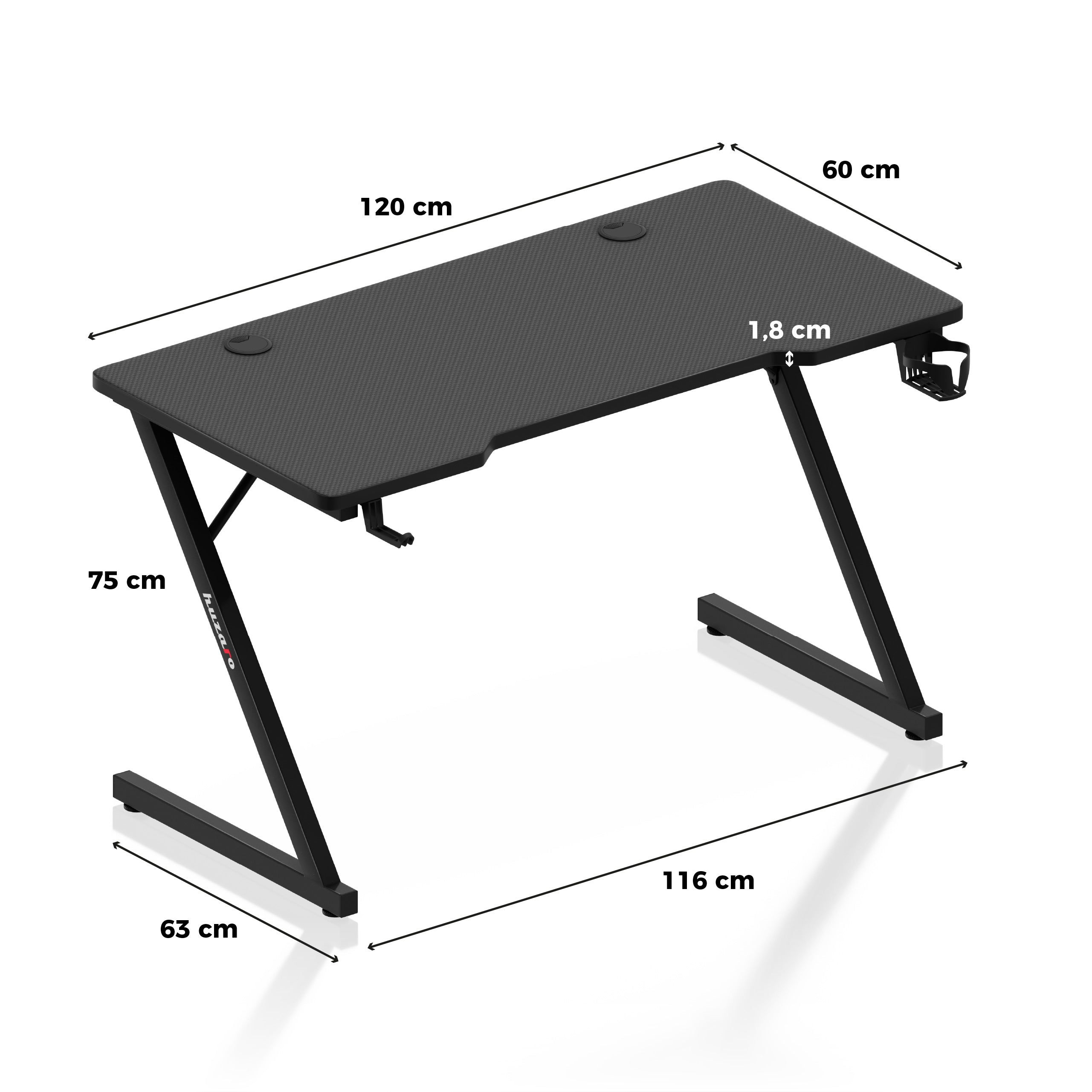 Scrivania da gaming Huzaro Hero 2.5 Black 120 cm