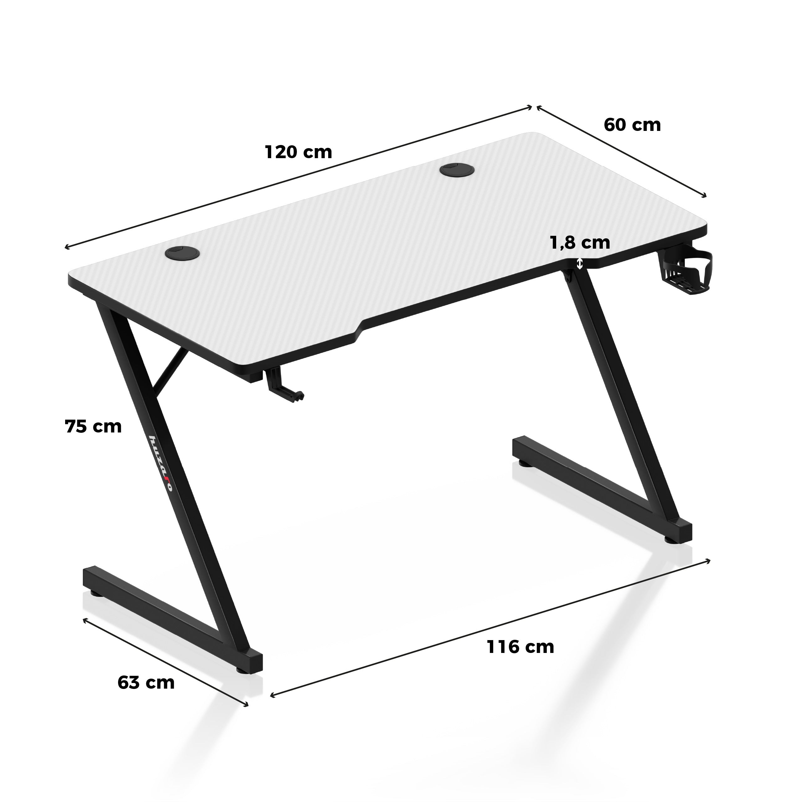 Scrivania da gaming Huzaro Hero 2.5 White 120 cm