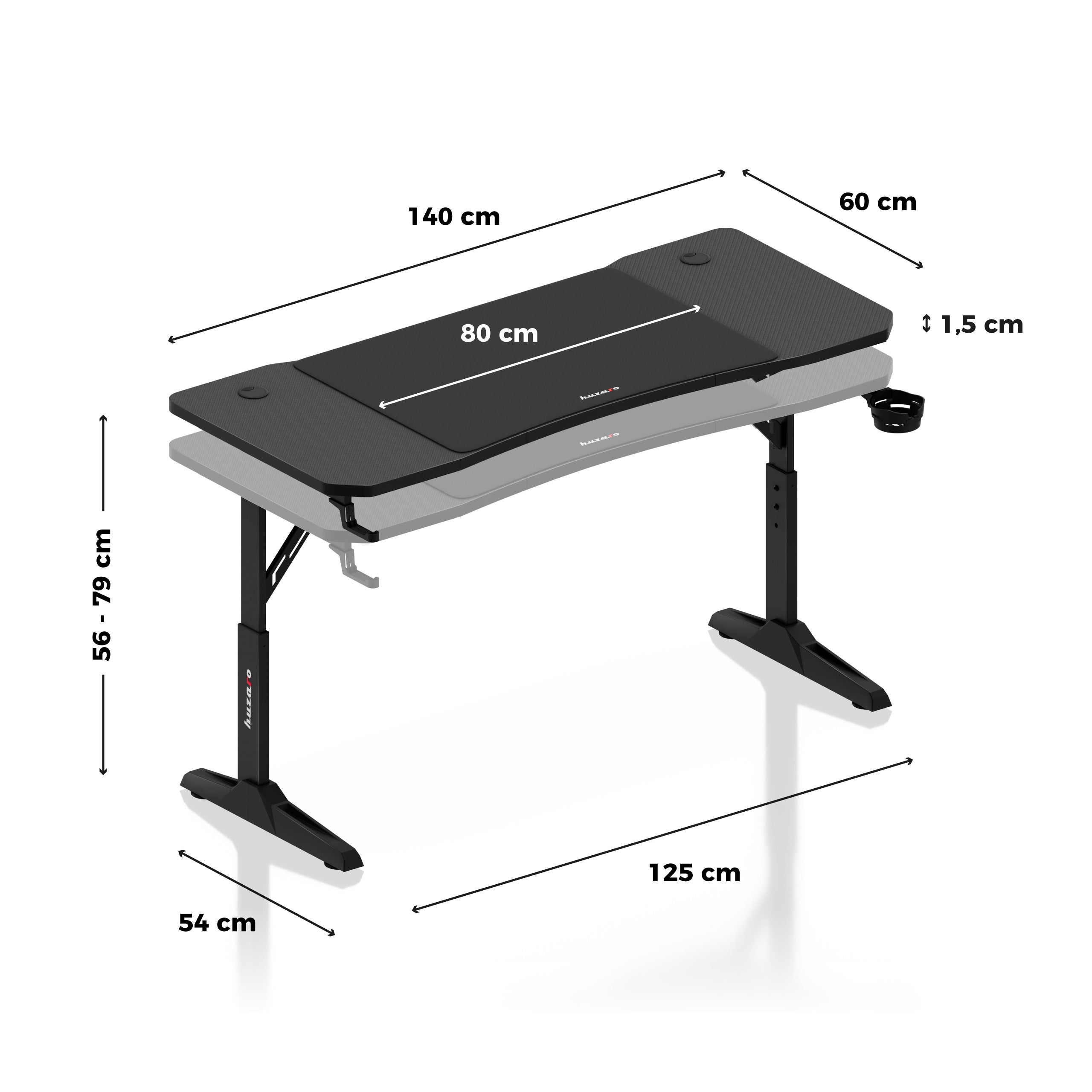 Scrivania da gaming Huzaro Hero 3.6 Black 140 cm