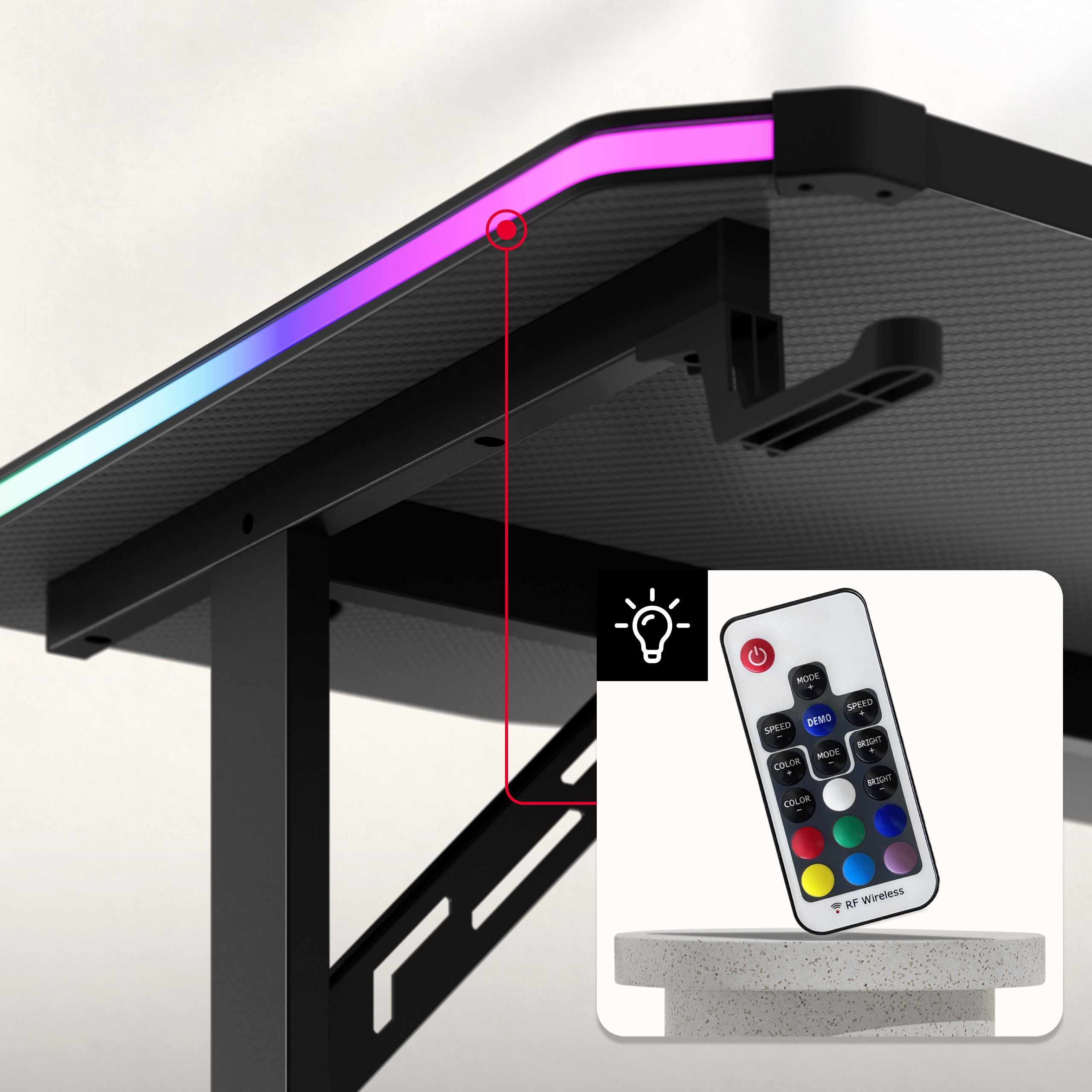 Scrivania da gaming Huzaro Hero 3.6 RGB LED Black 140 cm