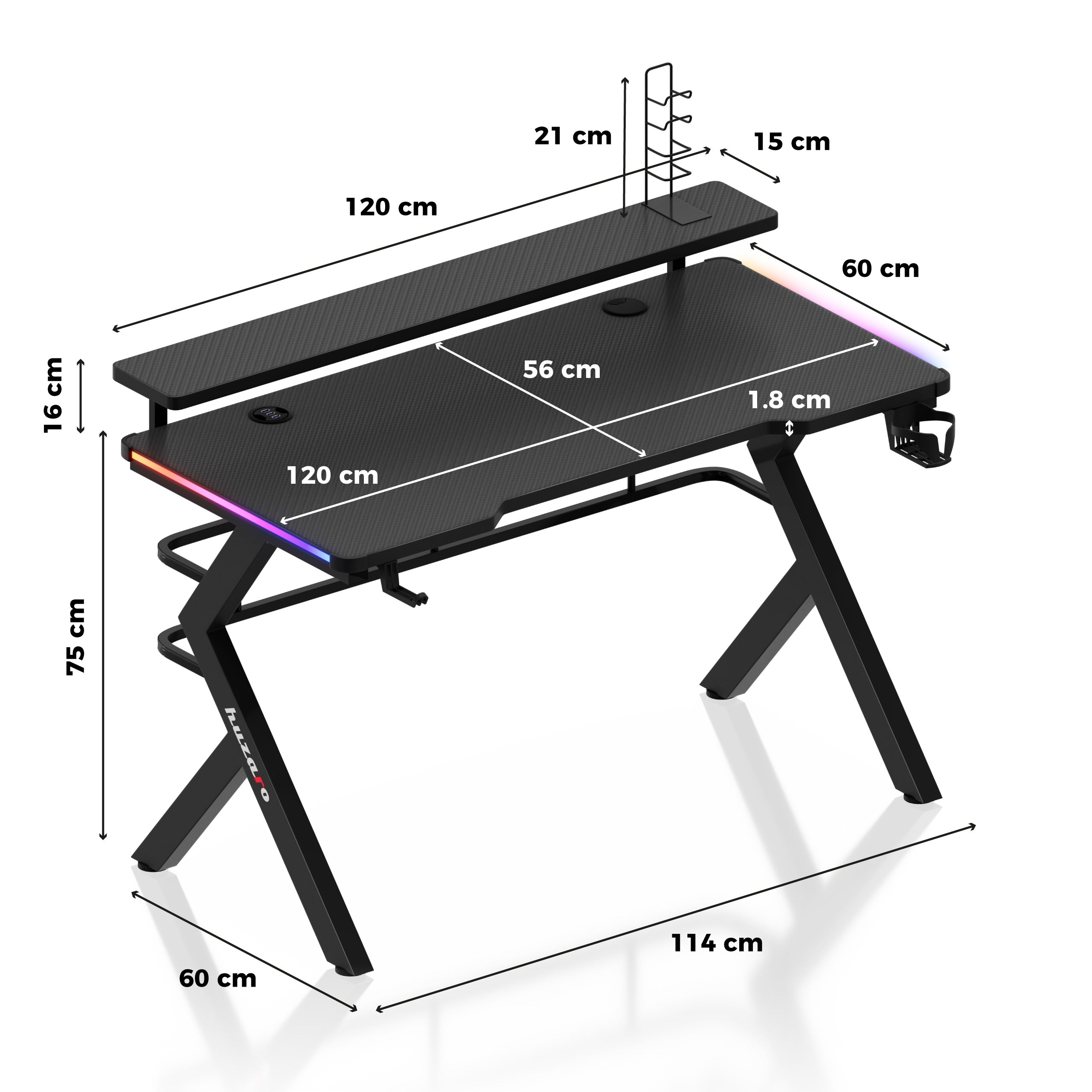 Scrivania da gaming Huzaro Hero 5.0 RGB LED 120 cm