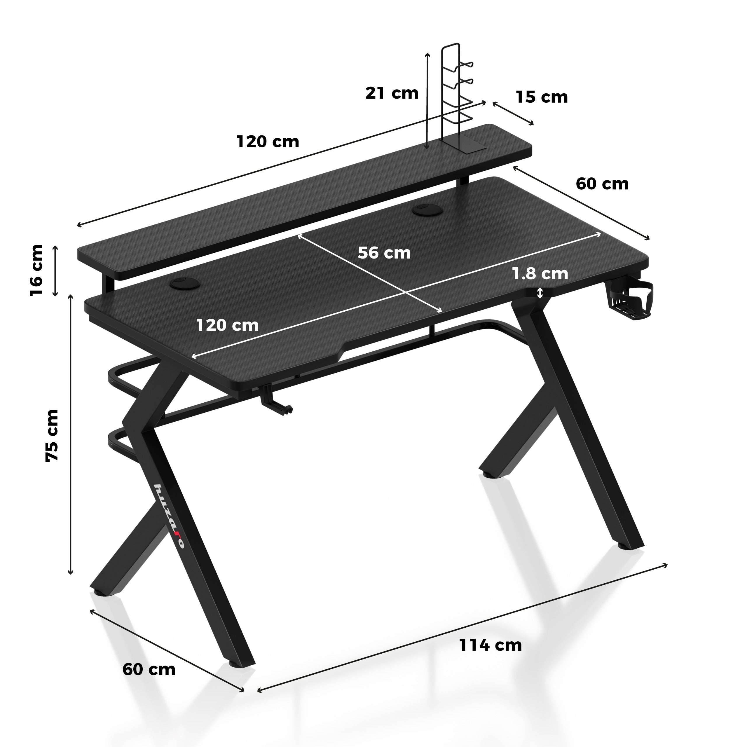 Scrivania da gaming Huzaro Hero 5.0 Black 120 cm