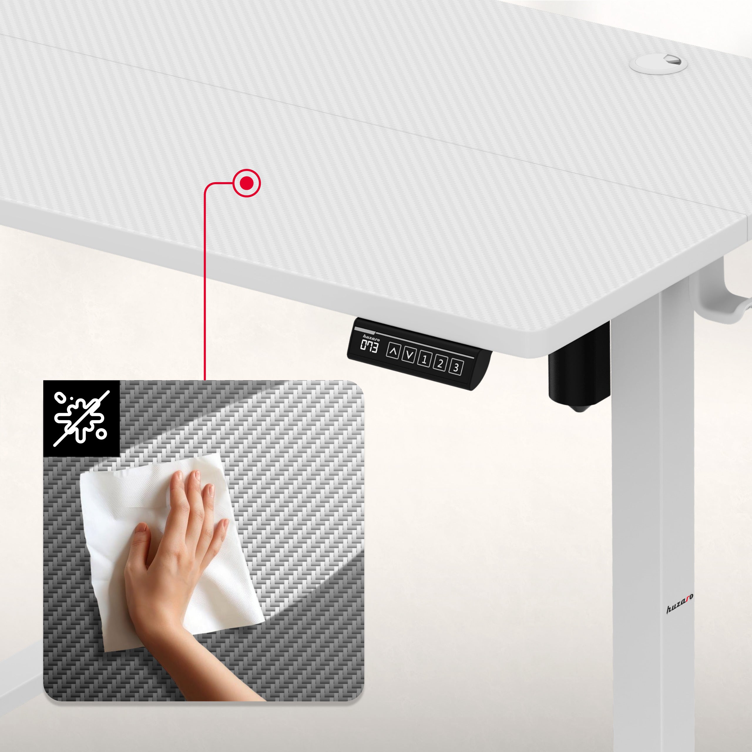 Scrivania regolabile con rotelle e regolazione elettrica Huzaro Hero 7.8 White
