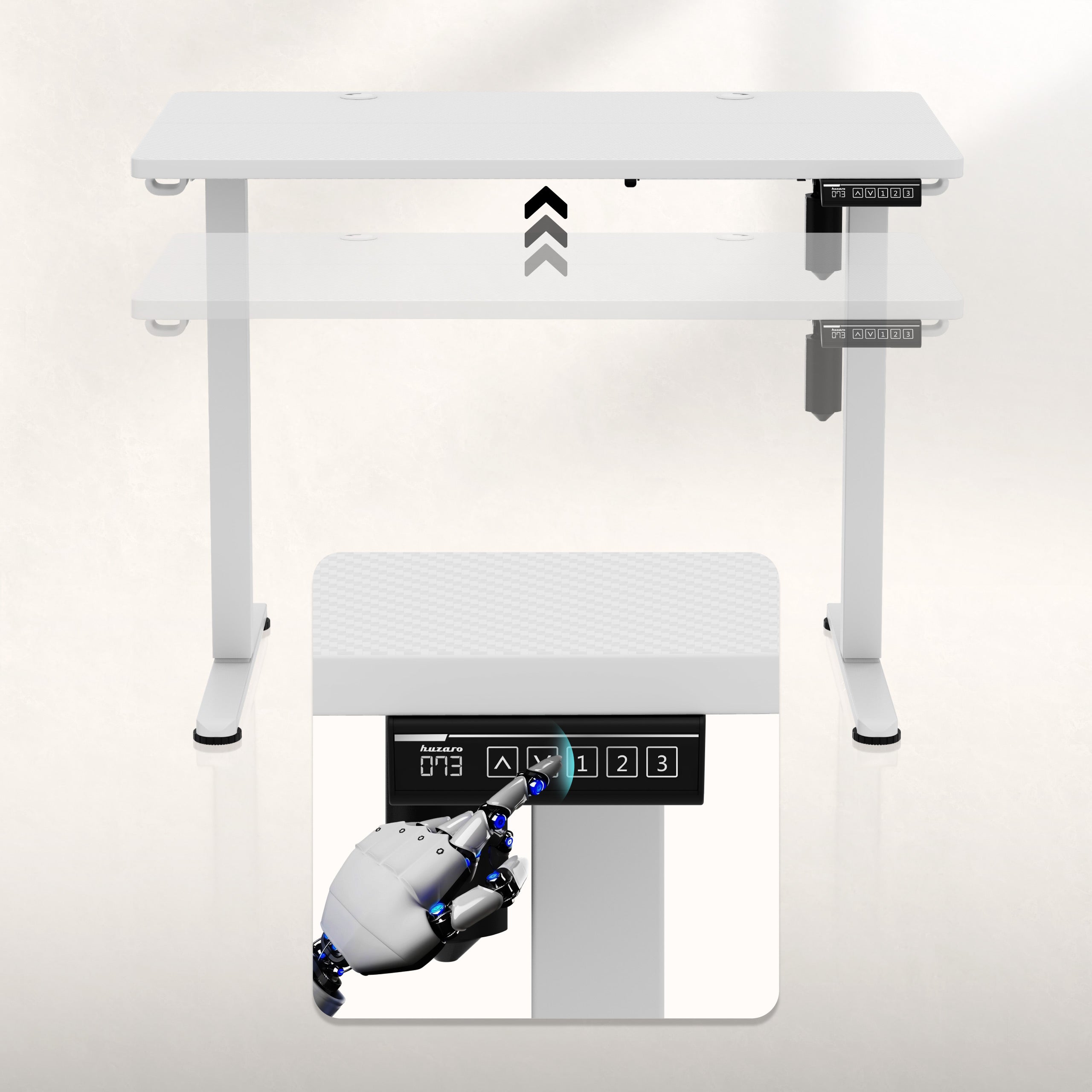 Scrivania regolabile con rotelle e regolazione elettrica Huzaro Hero 7.8 White
