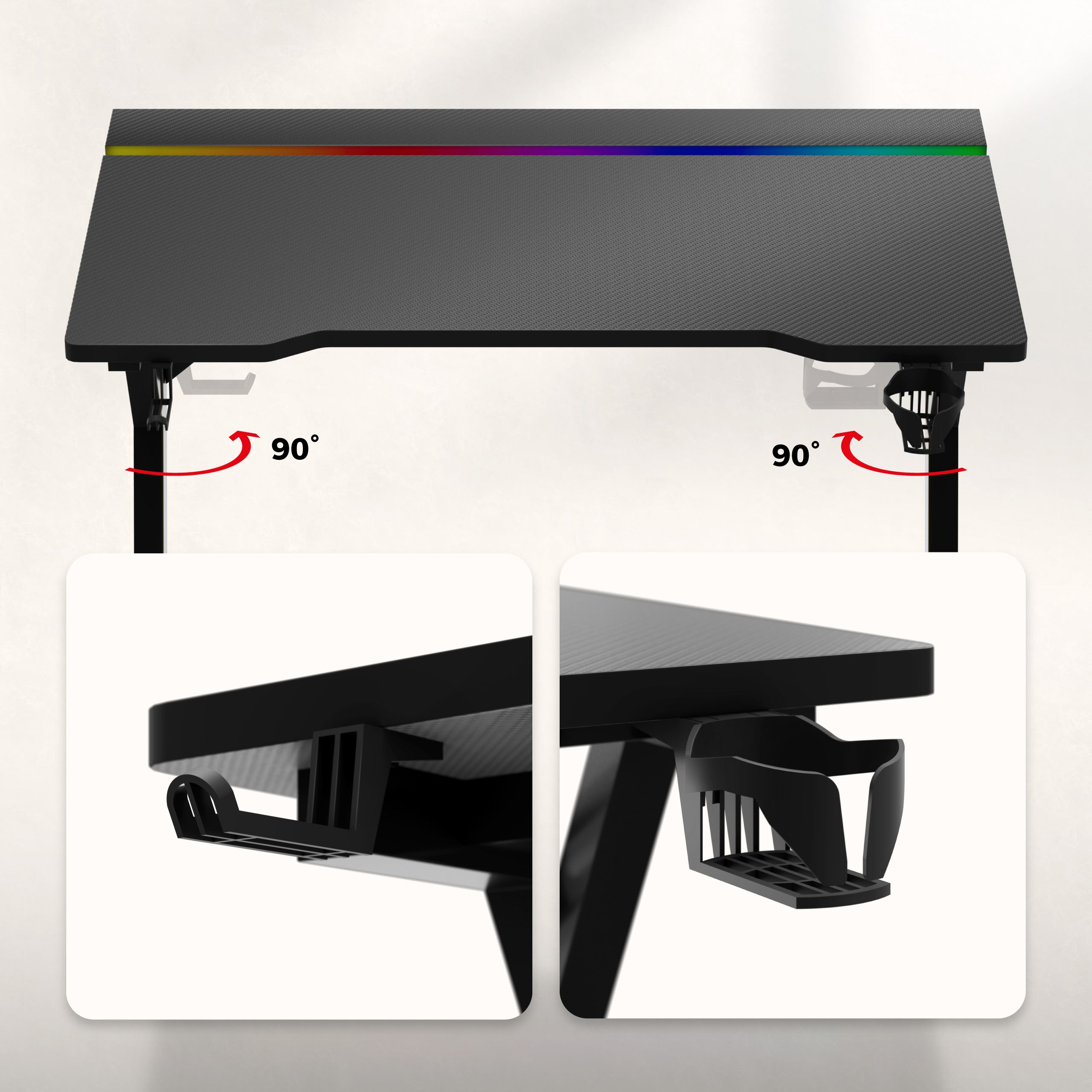 Scrivania da gaming con illuminazione LED Hero 2.4 RGB Black