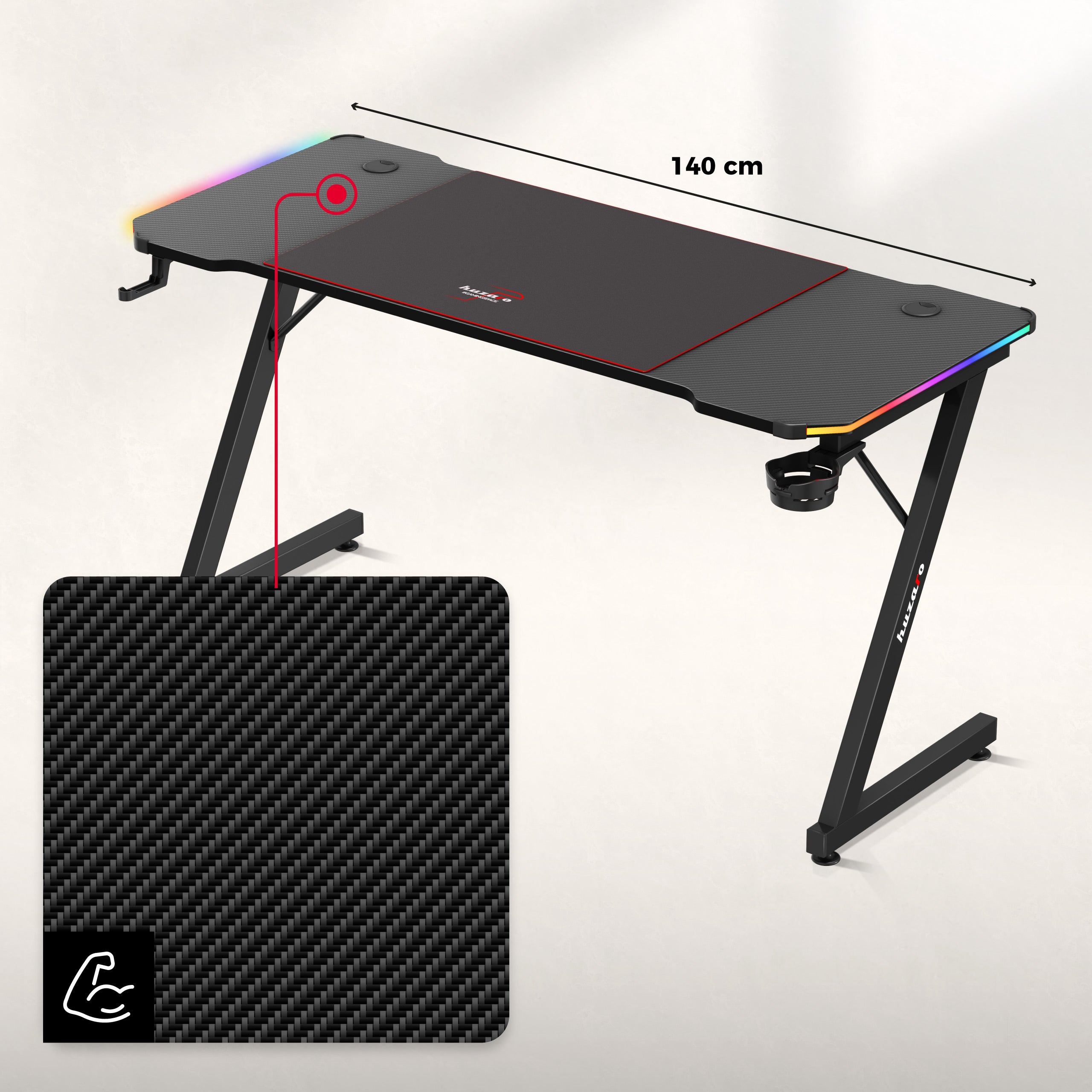 Scrivania da gaming Huzaro Hero 3.3 RGB 140 cm