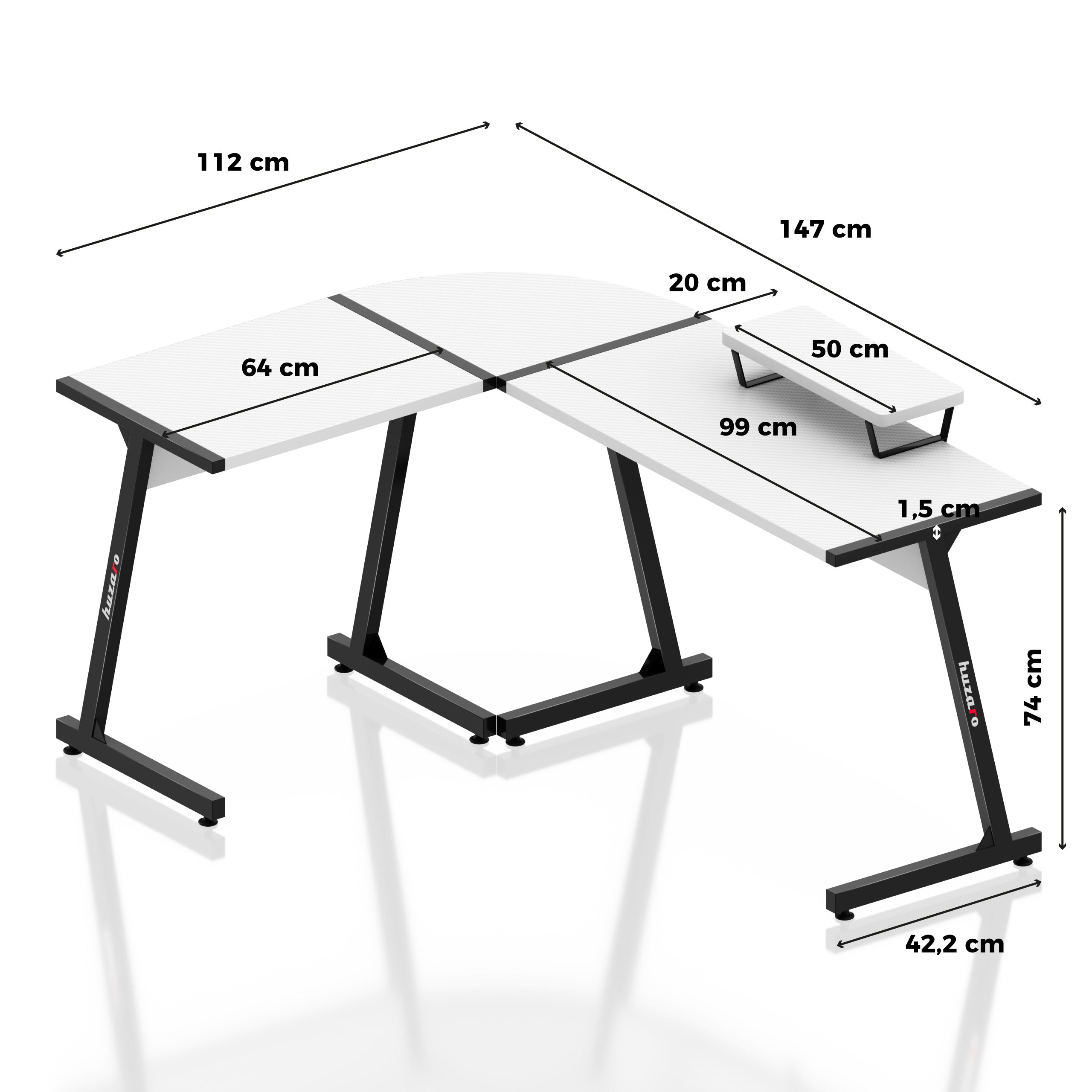Scrivania da gaming Huzaro Hero 6.0 White 147 cm