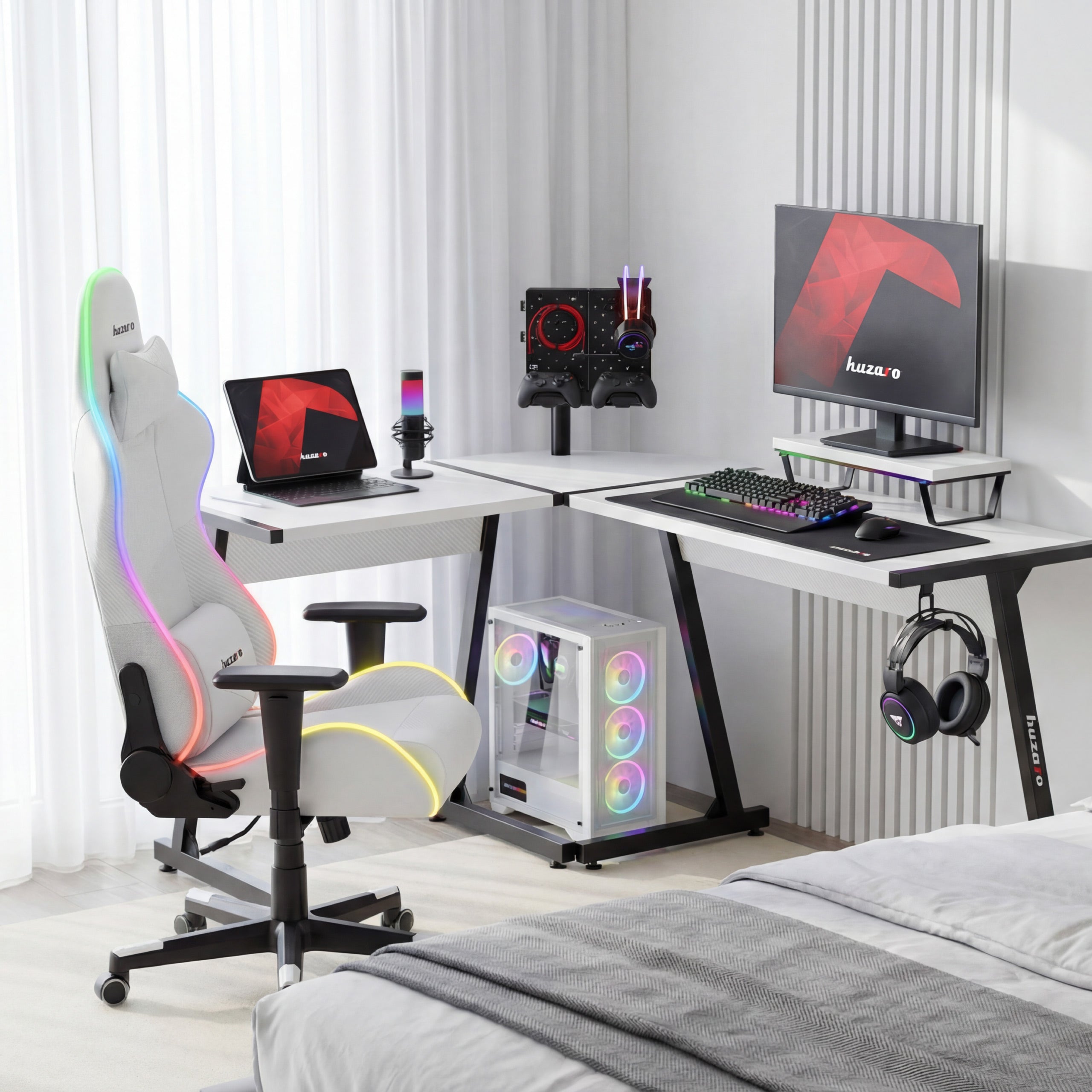 Scrivania da gaming Huzaro Hero 6.0 White 147 cm