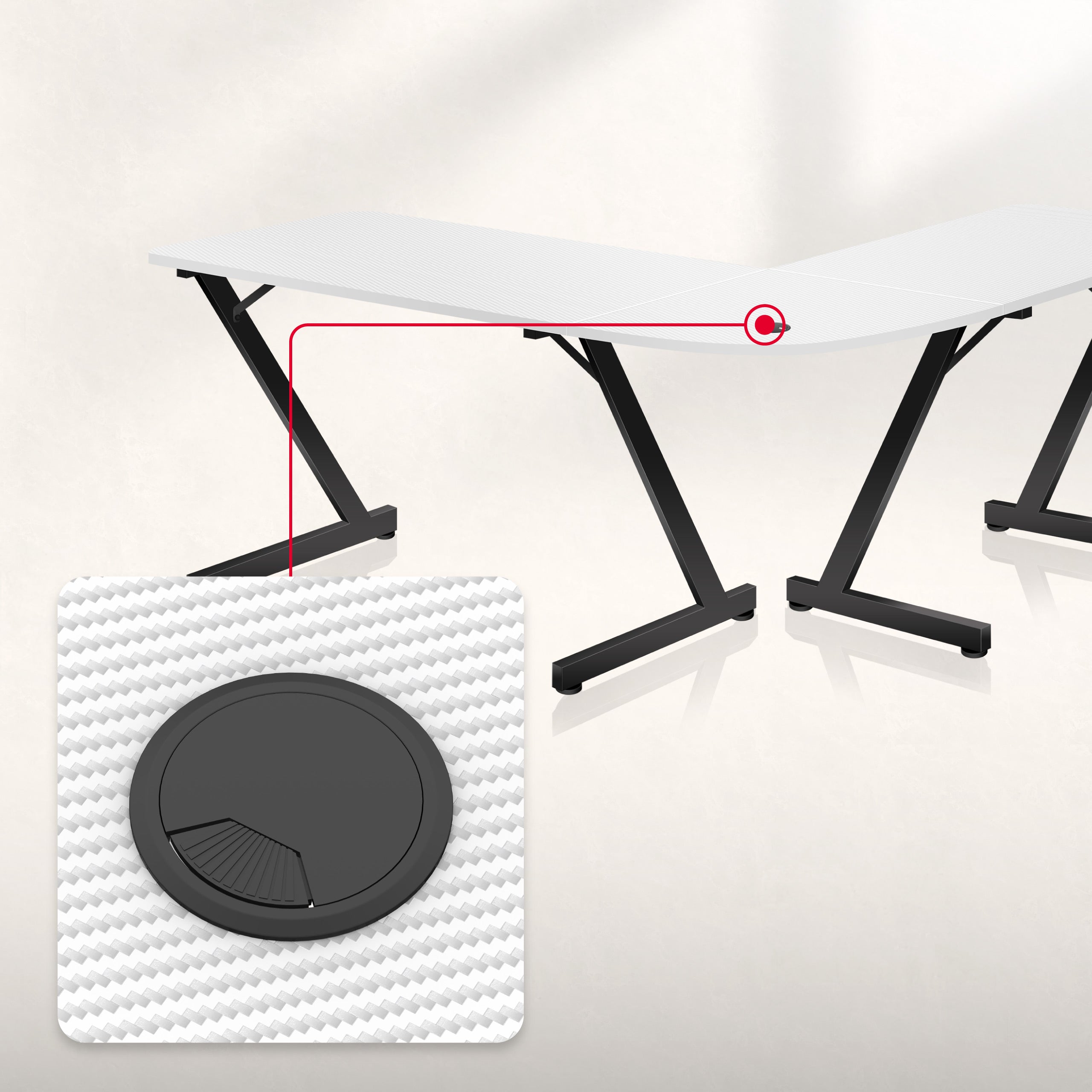 Scrivania da gaming Huzaro Hero 7.0 White 154 cm