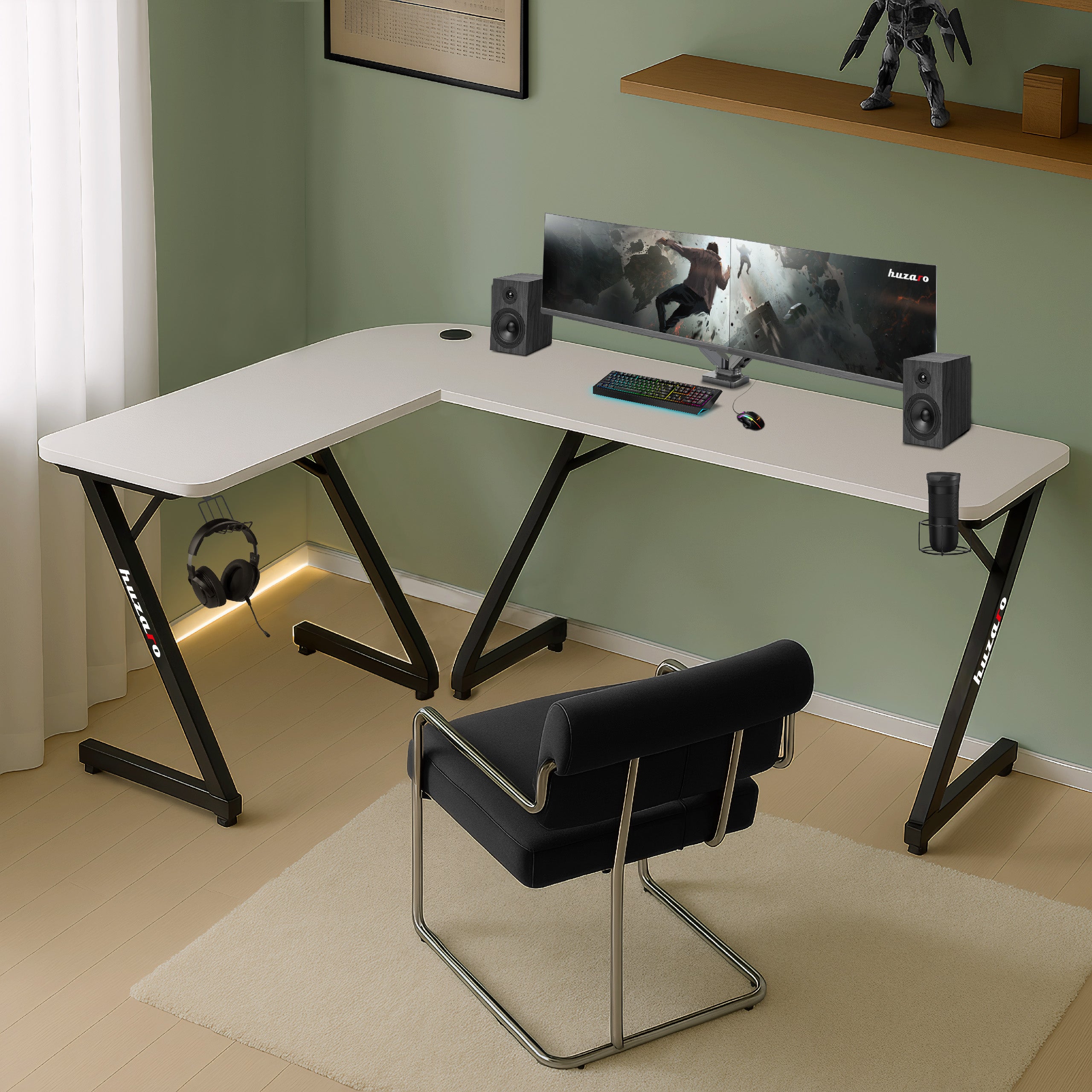 Scrivania da gaming Huzaro Hero 7.0 White 154 cm
