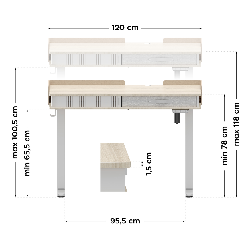 Scrivania regolabile elettricamente Mark Adler Leader 8.0 White 120 cm