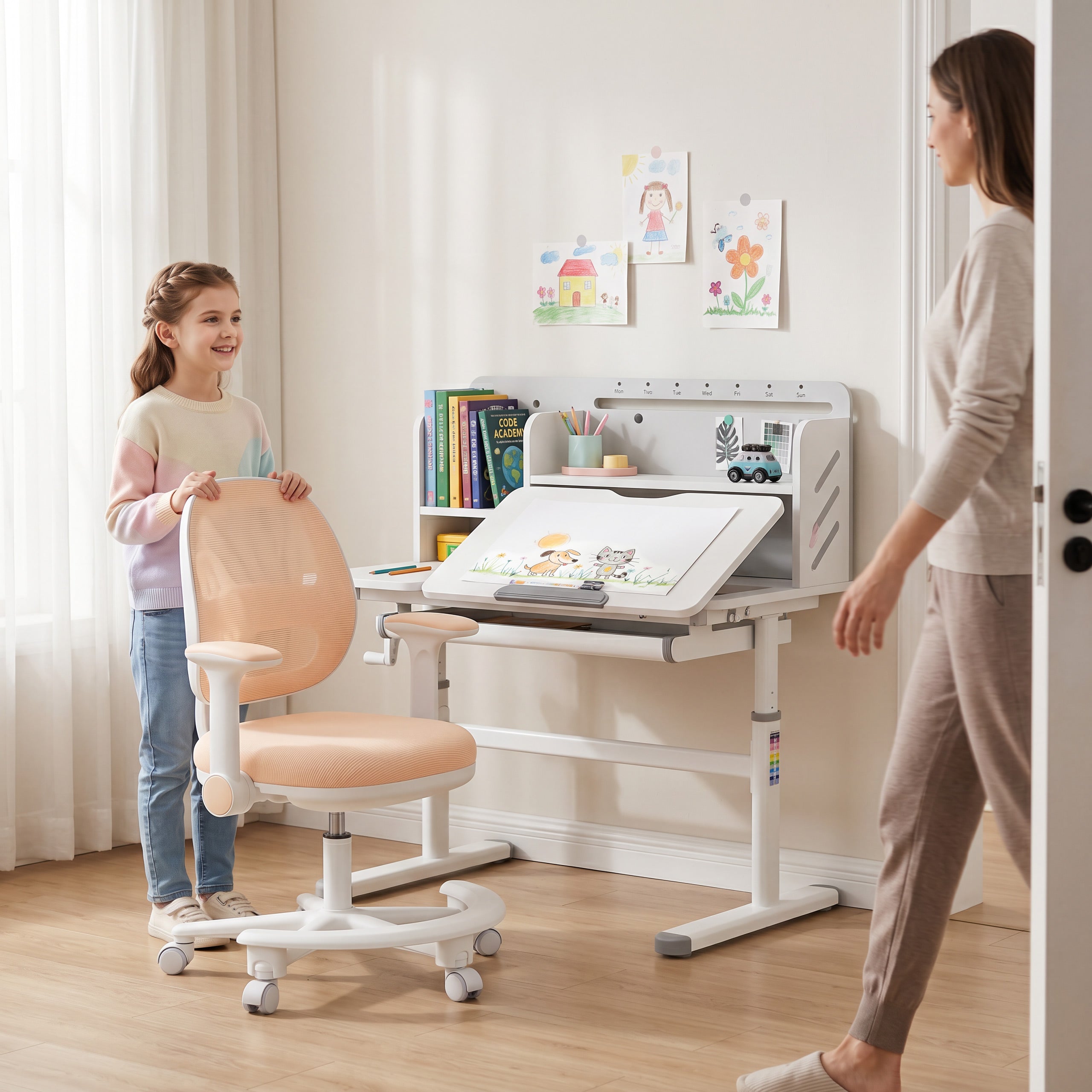 Poltrona da scrivania ergonomica per bambini Mark Adler Junior 3.6 Beige
