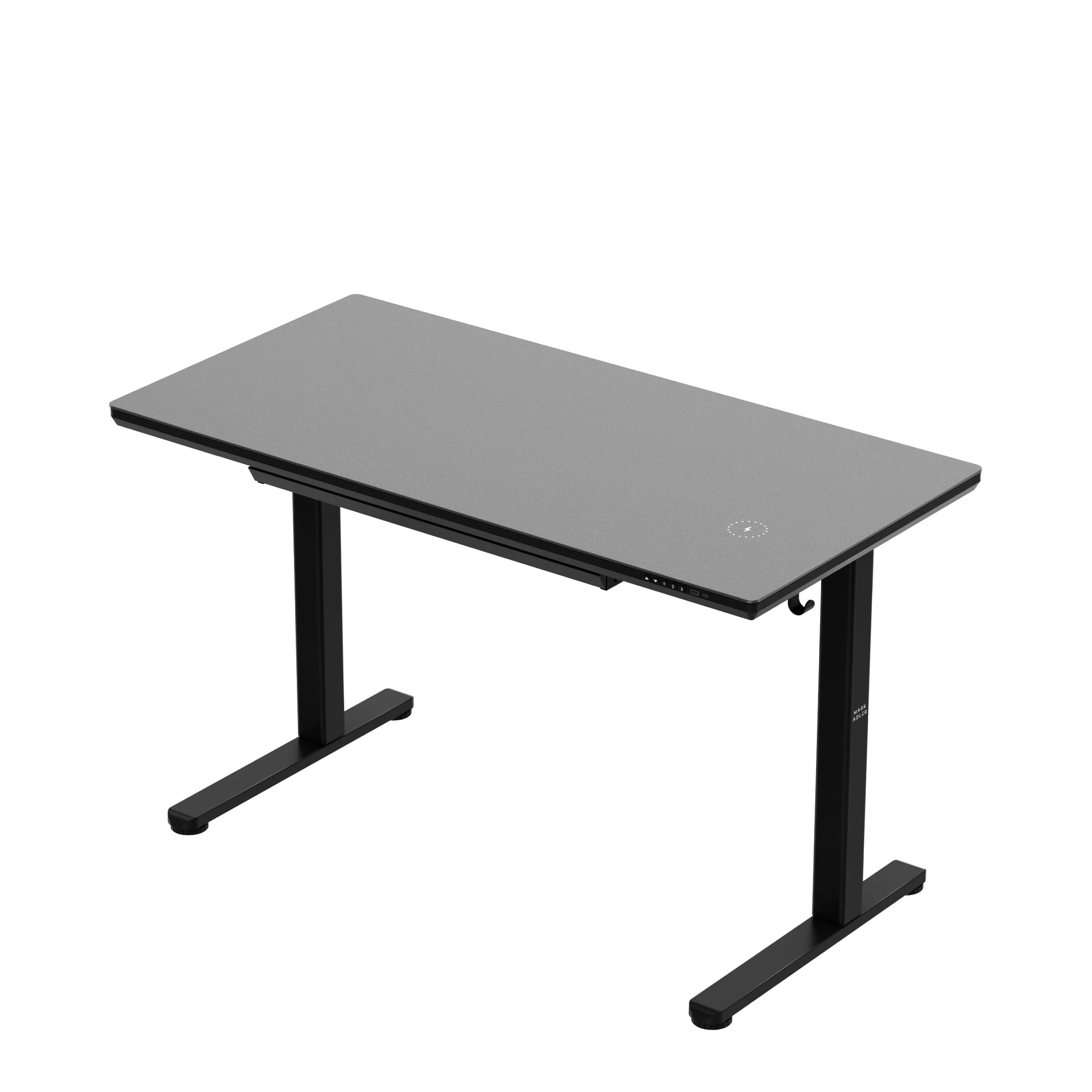 Scrivania regolabile elettricamente con piano in vetro Mark Adler Leader 8.5 Black