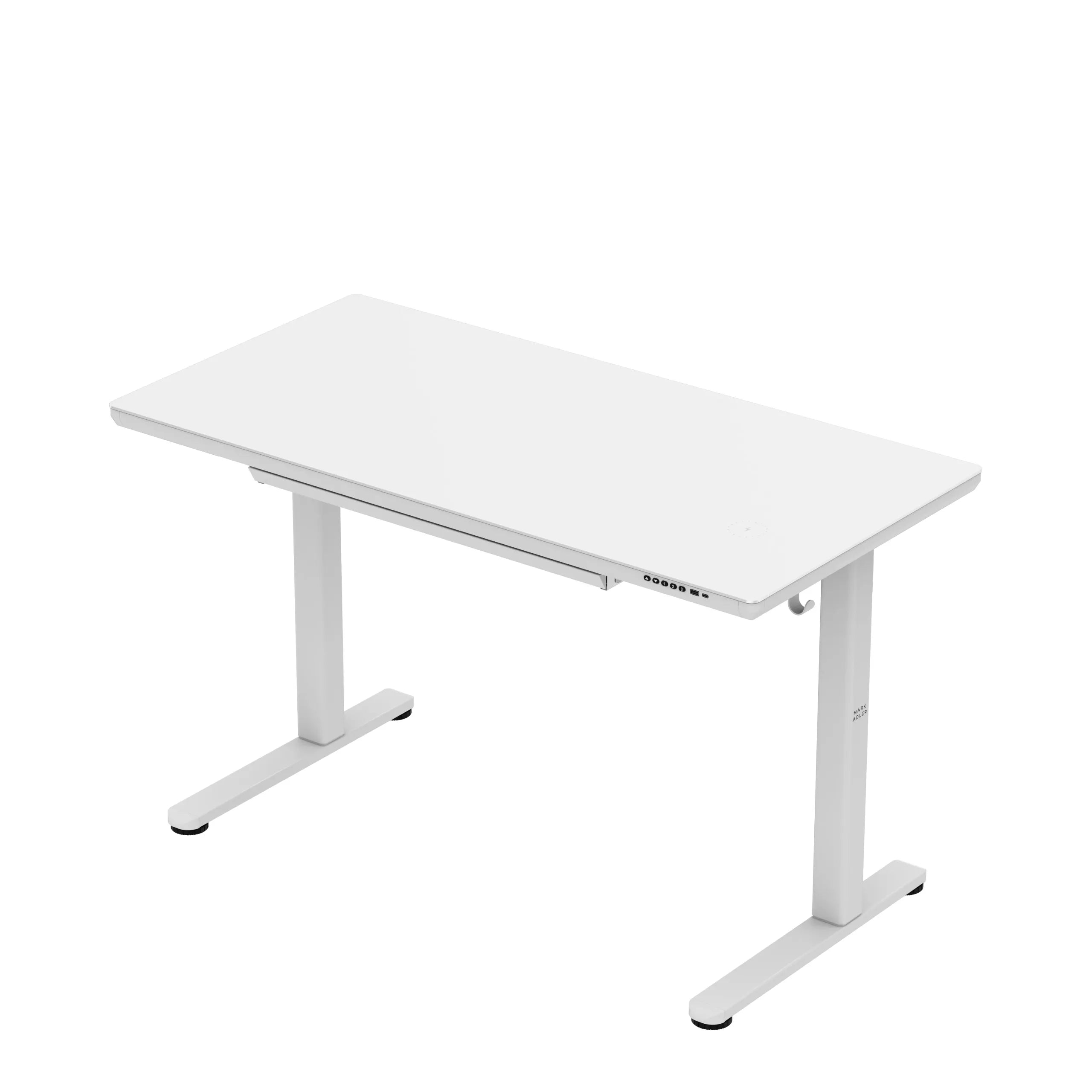 Scrivania regolabile elettricamente con piano in vetro Mark Adler Leader 8.5 White