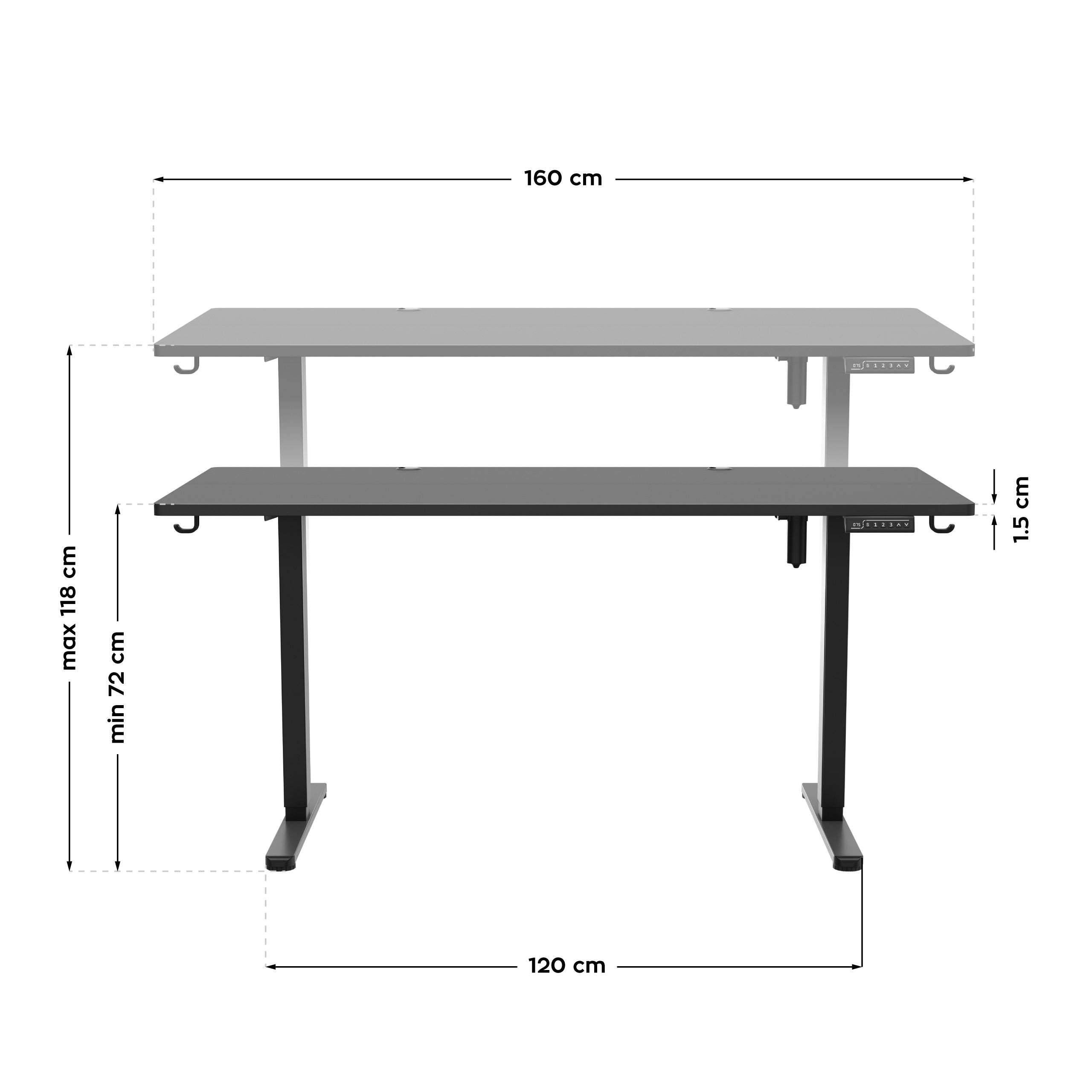 Scrivania regolabile elettricamente Mark Adler Leader 7.6 Black 160 cm