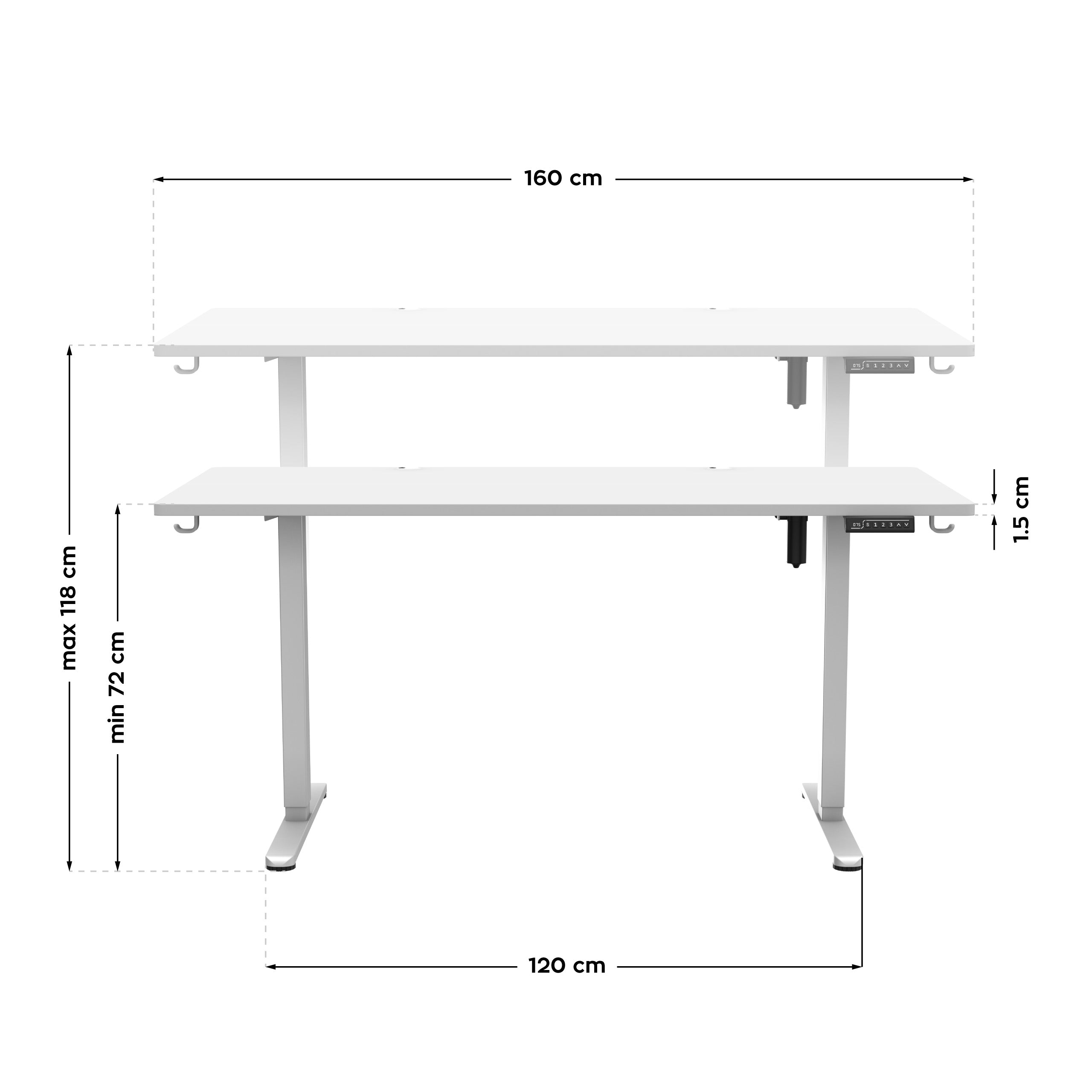 Scrivania regolabile elettricamente Mark Adler Leader 7.6 White 160 cm