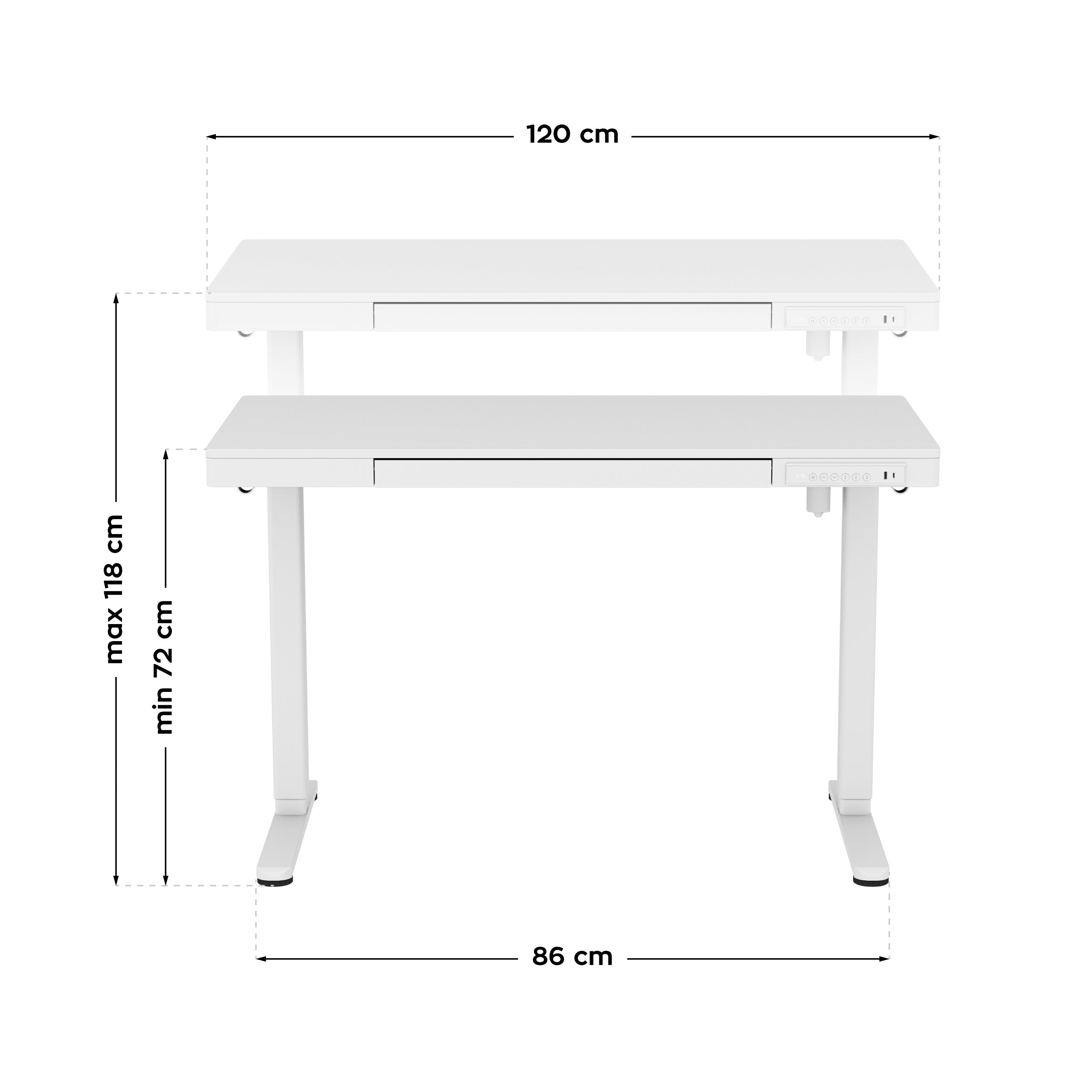 Scrivania regolabile elettricamente Mark Adler Leader 8.2 White 120 cm