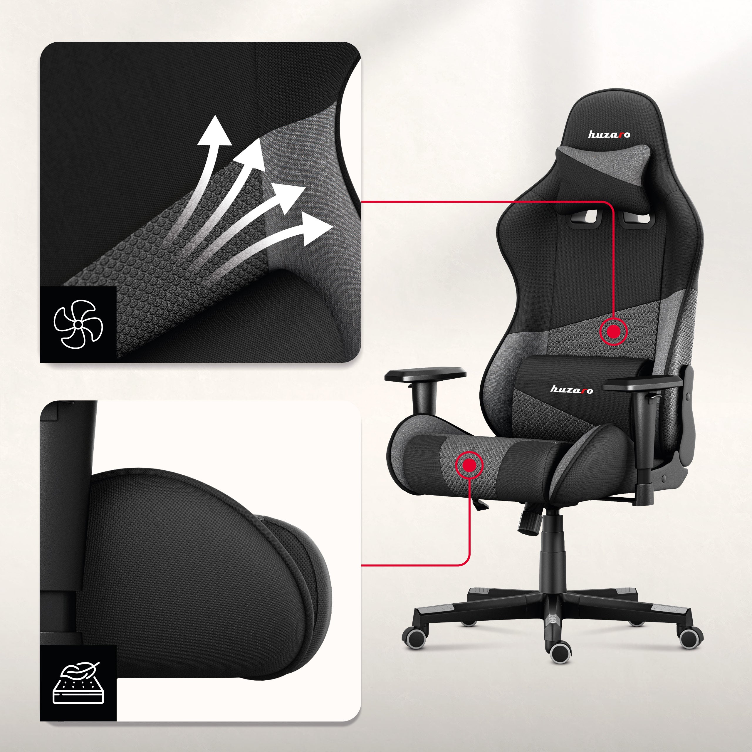 Poltrone da gaming in tessuto con tecnologia AIR.