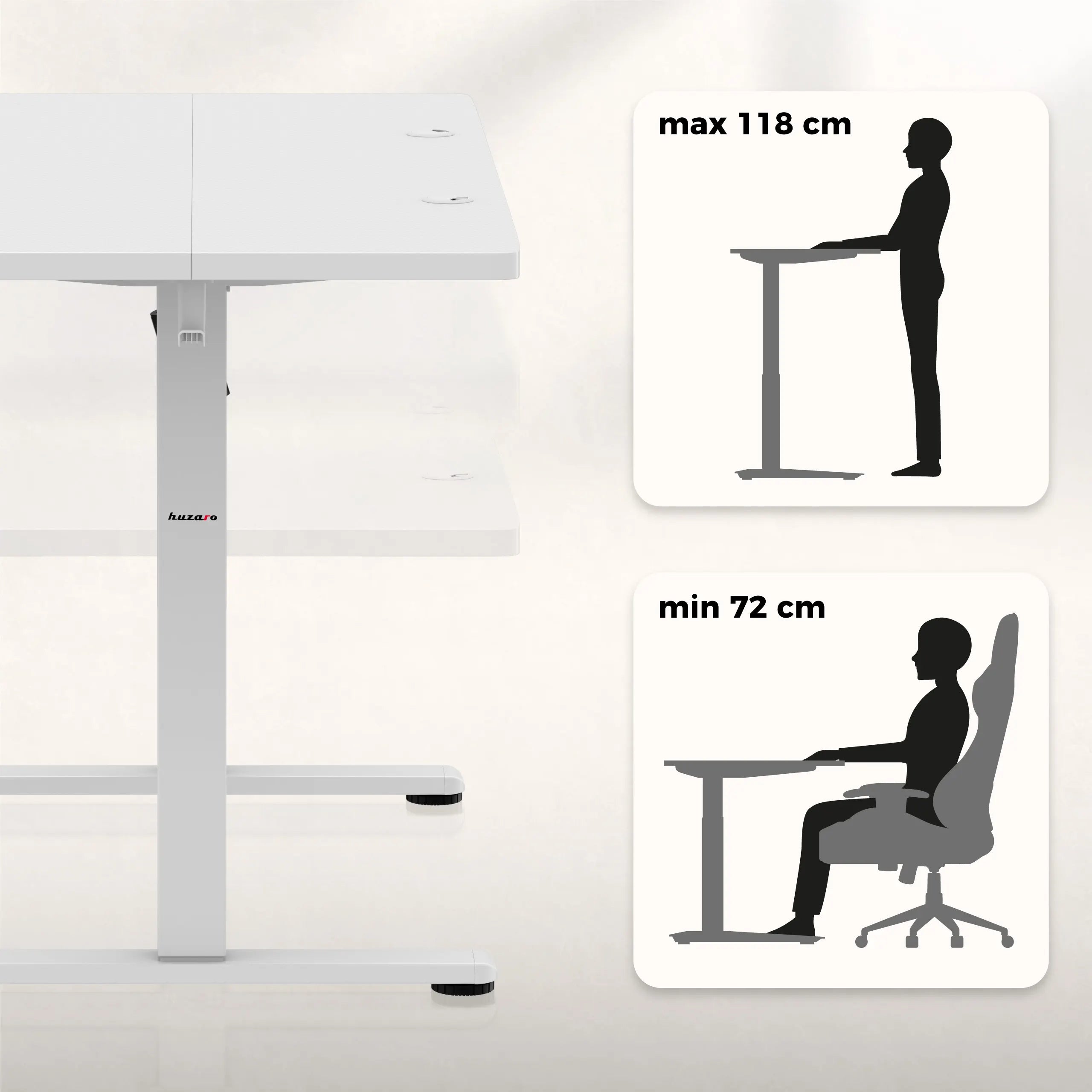 Regolazione elettrica dell'altezza del piano di lavoro: 72 – 118 cm