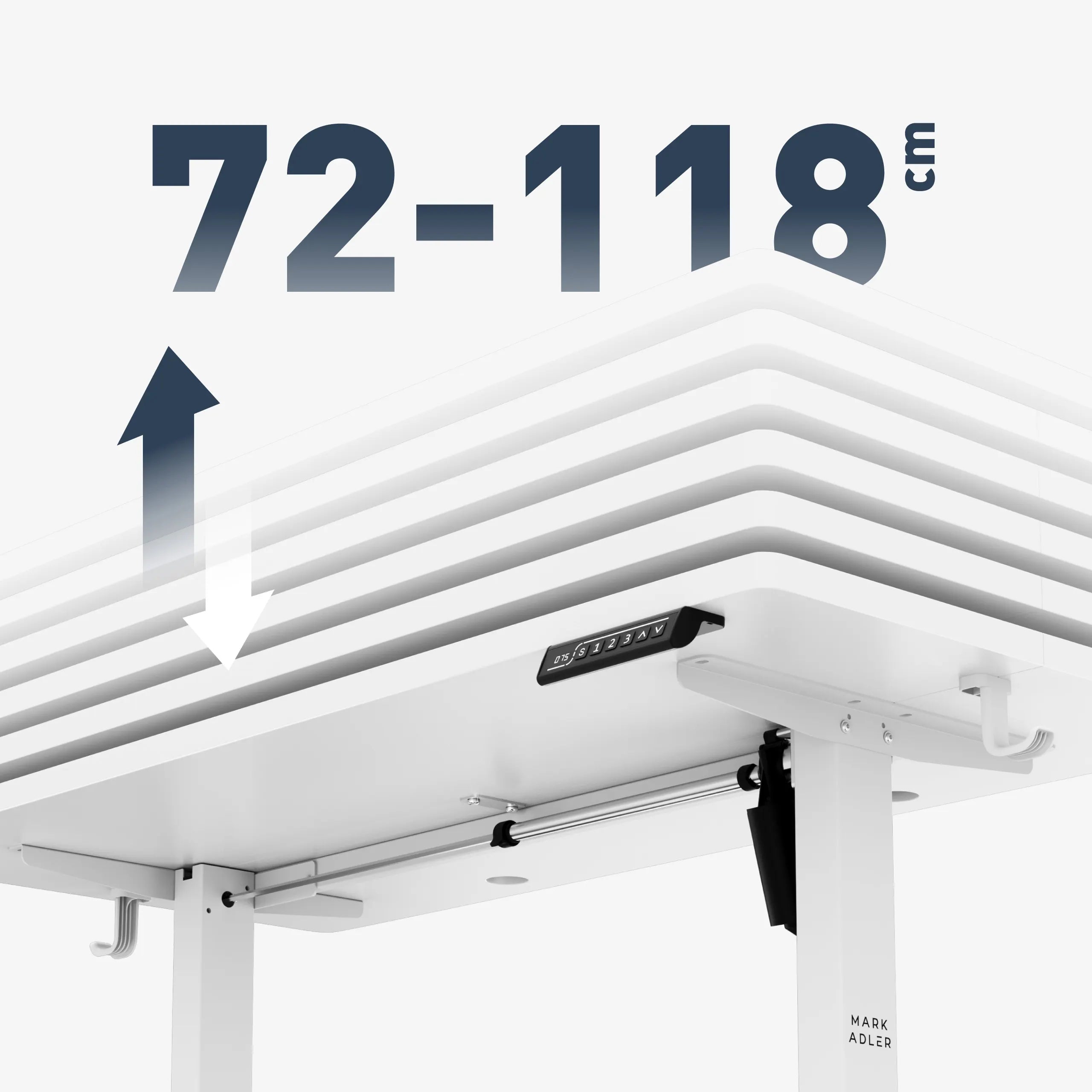 Ampio intervallo di regolazione dell'altezza: 72 – 118 cm