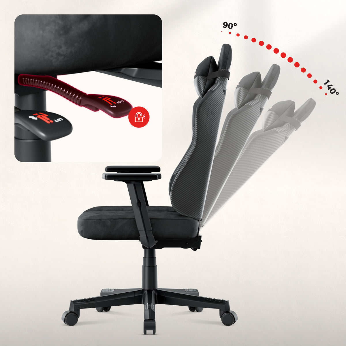 Sedia gaming per adolescenti Huzaro Ranger 5.7 Carbon Black