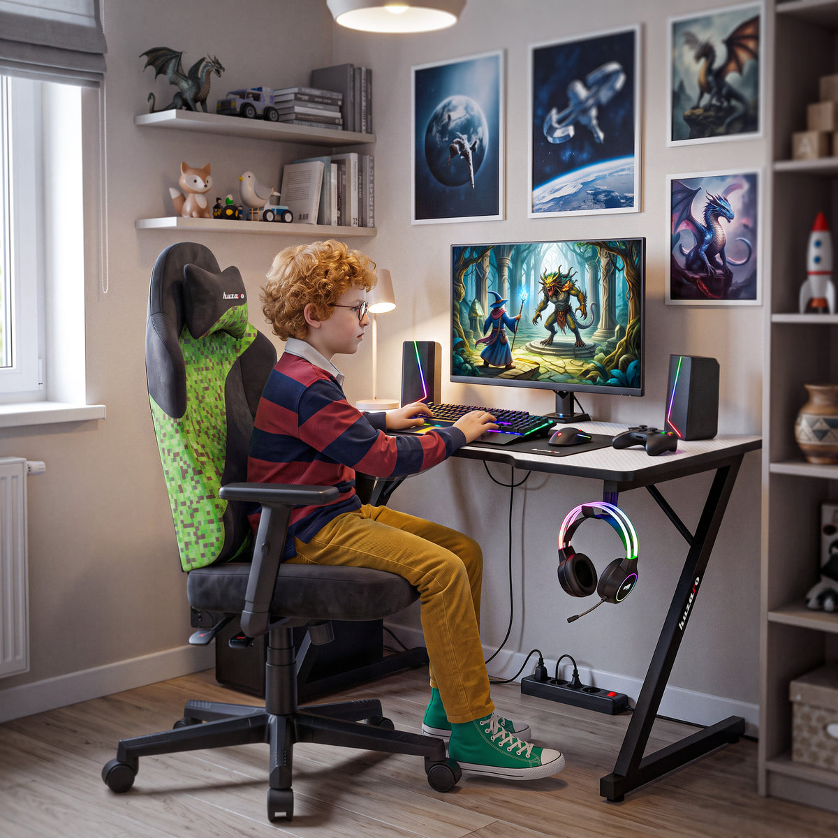 Sedia gaming per adolescenti Huzaro Ranger 5.7 Black Pixel