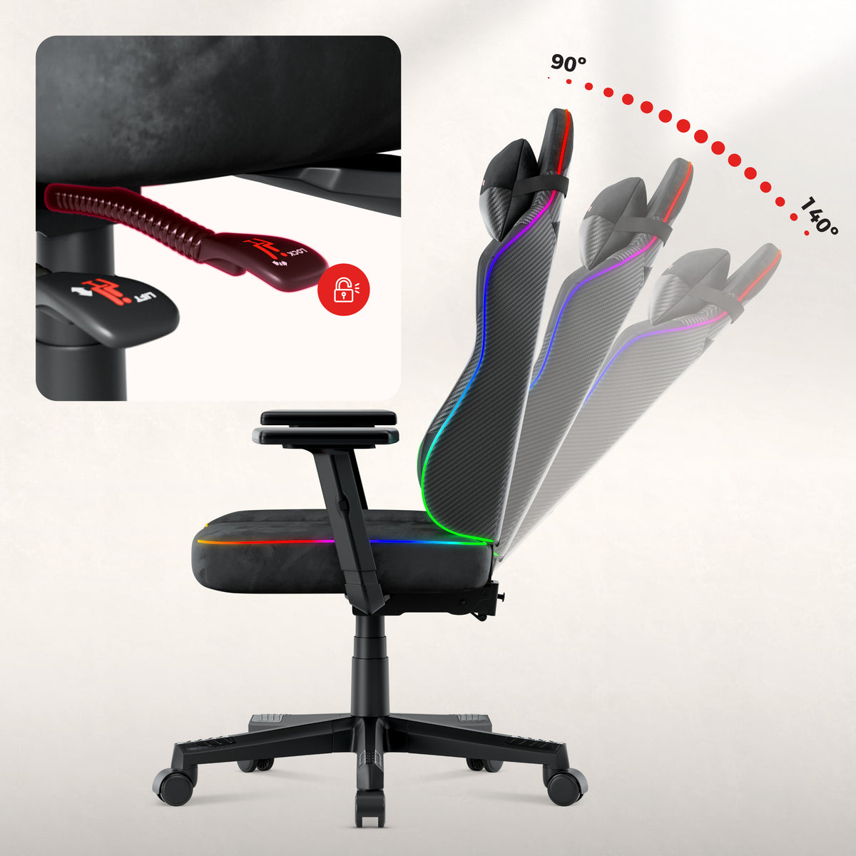 Sedia da gaming per adolescenti Huzaro Ranger 5.7 RGB Black