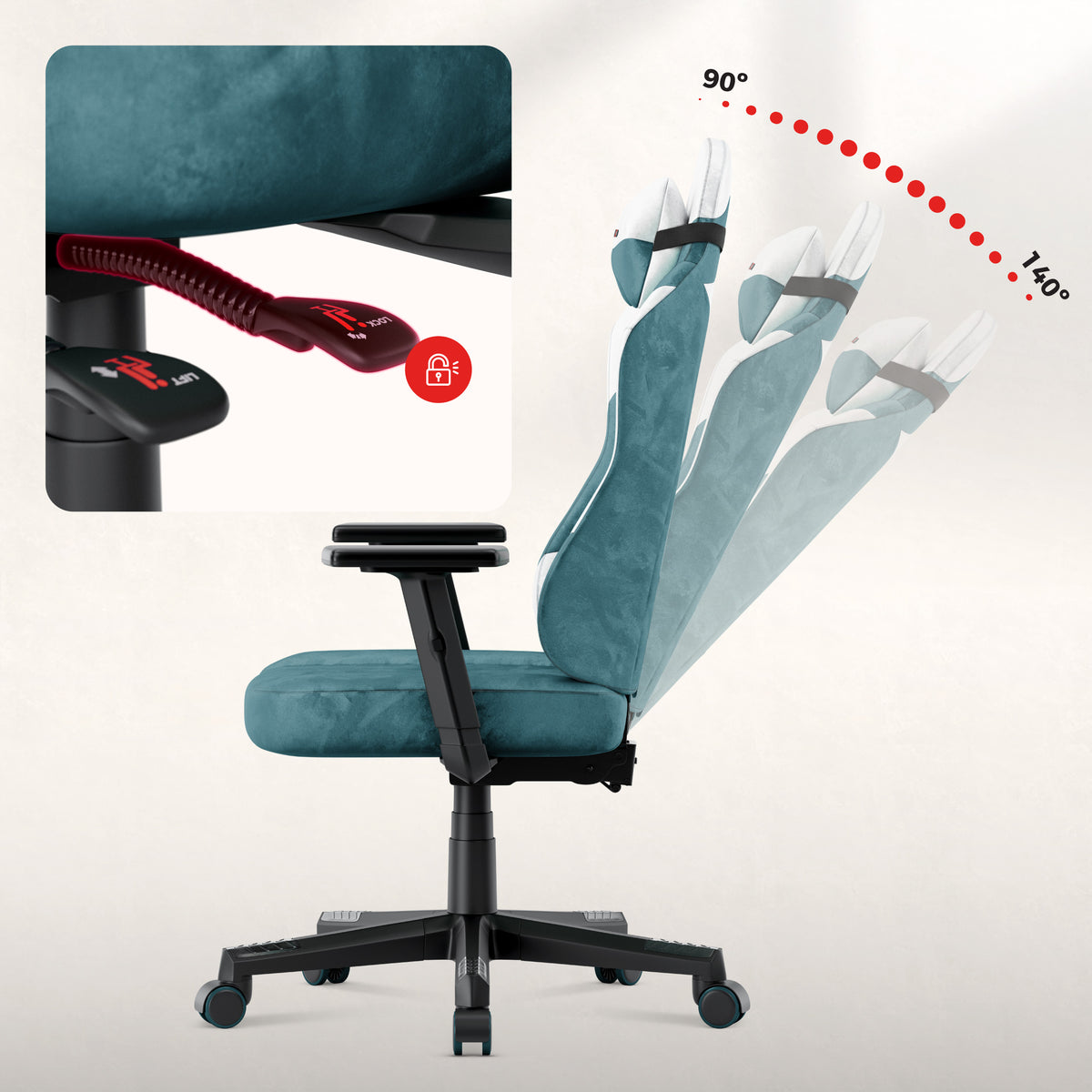 Sedia gaming per adolescenti Huzaro Ranger 5.7 Teal