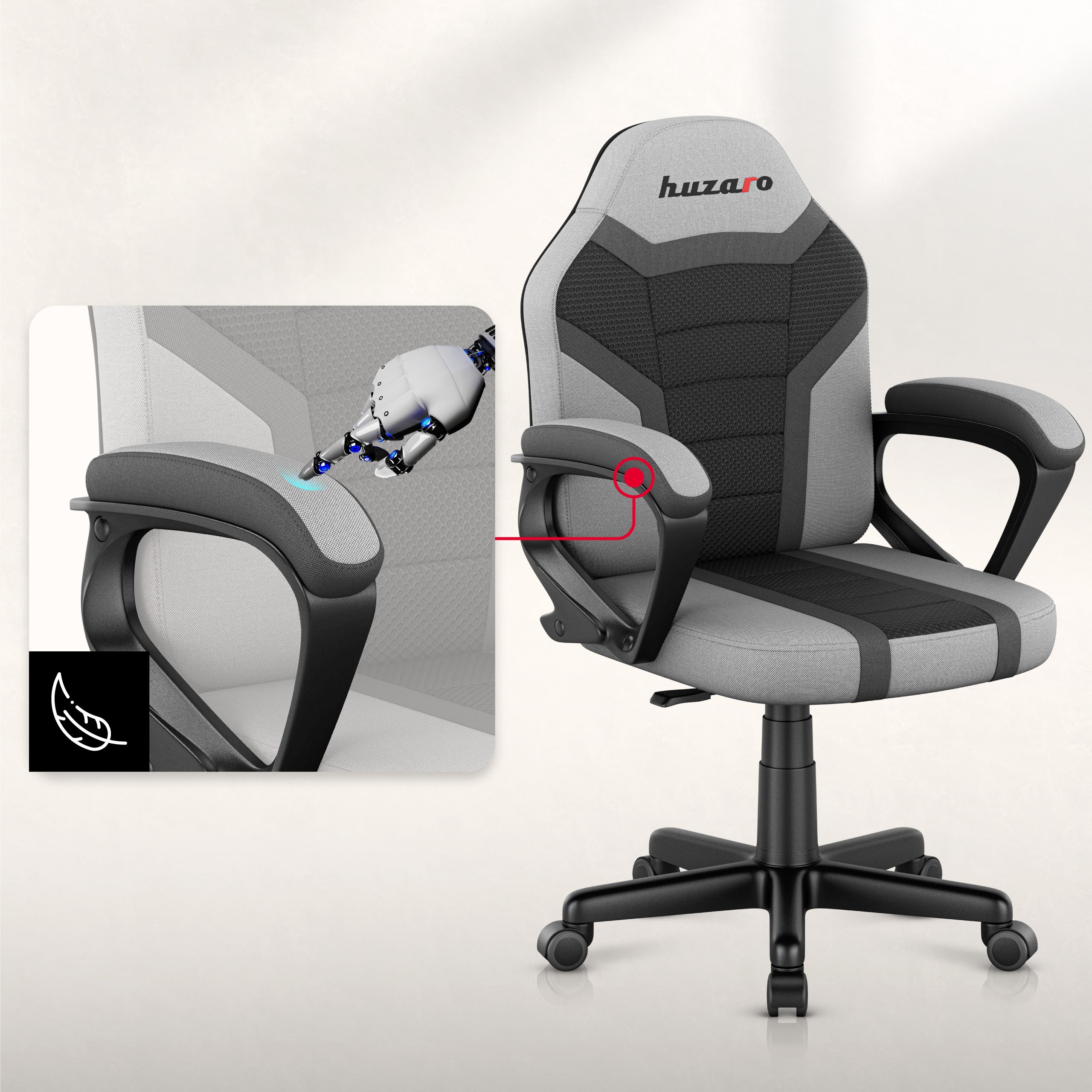Poltrona da gaming per bambini HUZARO RANGER 1.0 Grey Mesh