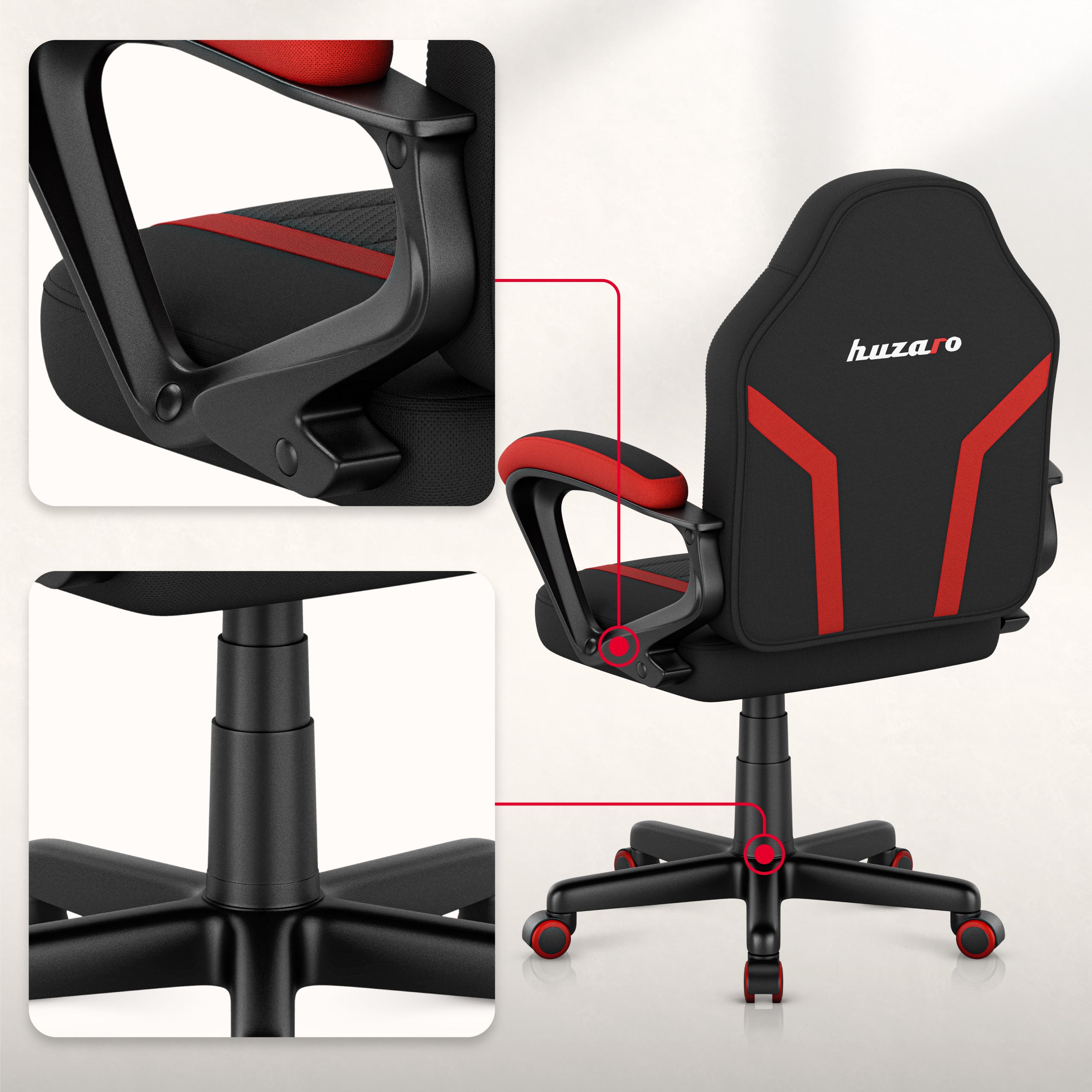 Poltrona da gaming per bambini HUZARO RANGER 1.0 Red Mesh