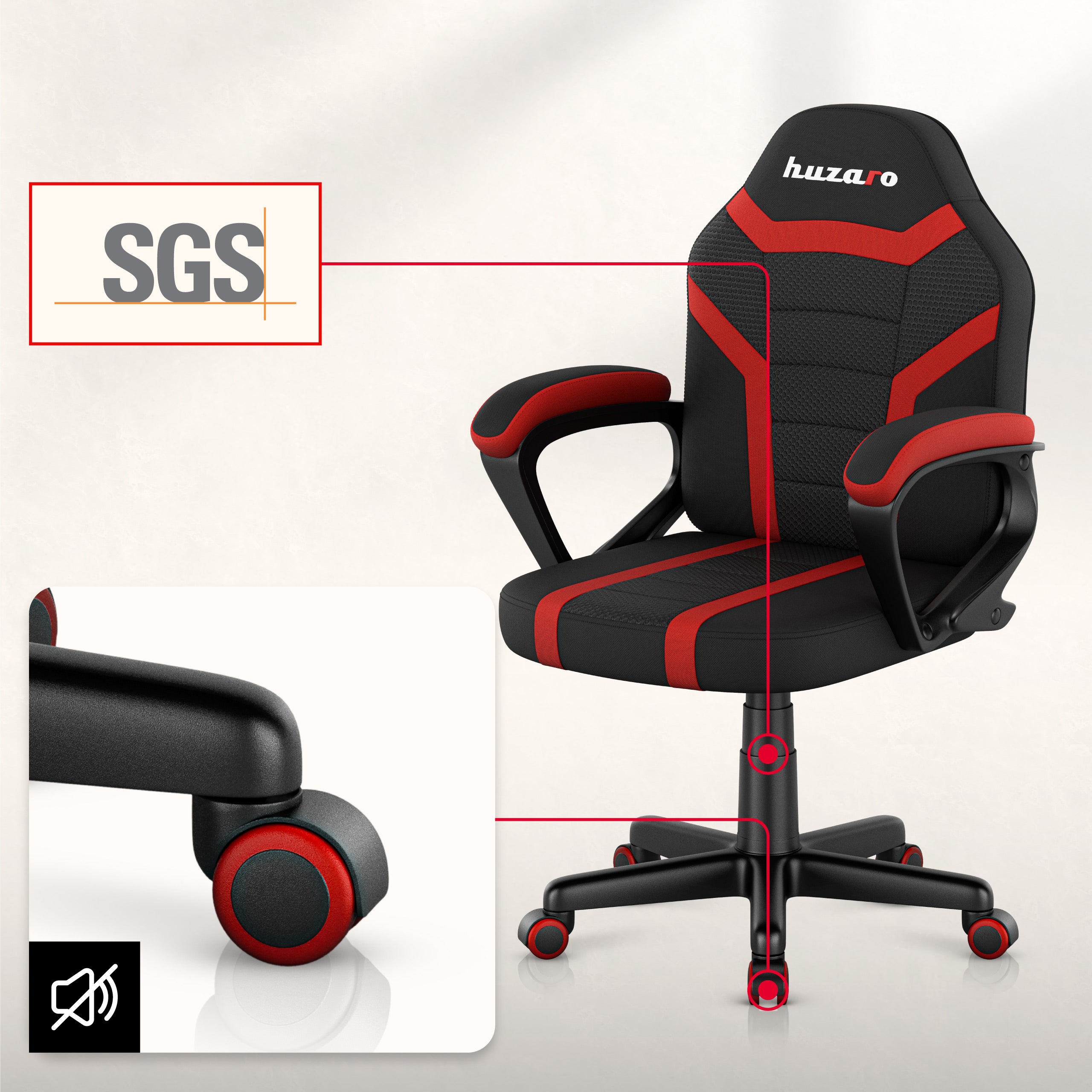 Poltrona da gaming per bambini HUZARO RANGER 1.0 Red Mesh