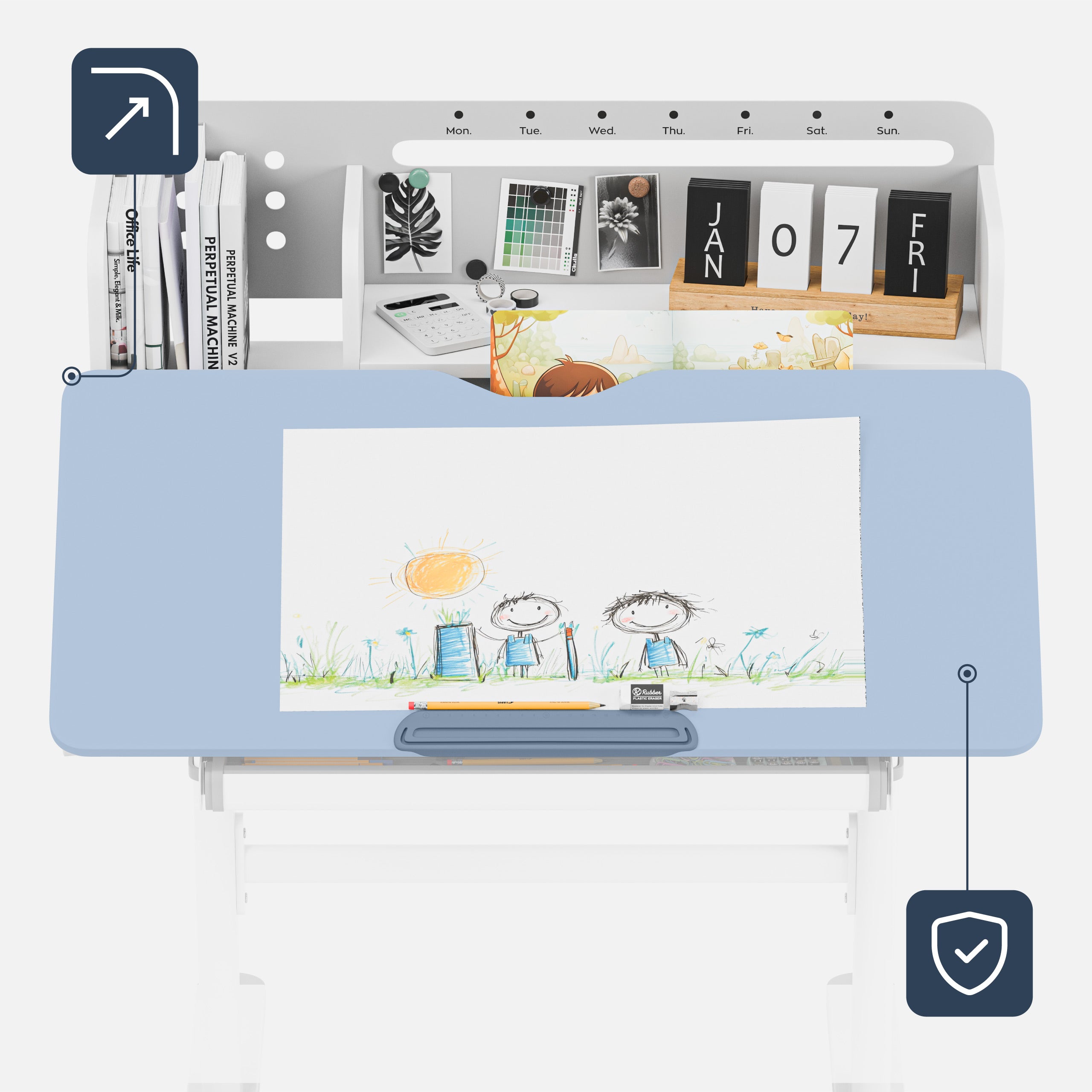 Scrivania ergonomica per bambini Mark Adler Study 5.0 Grey 90 cm