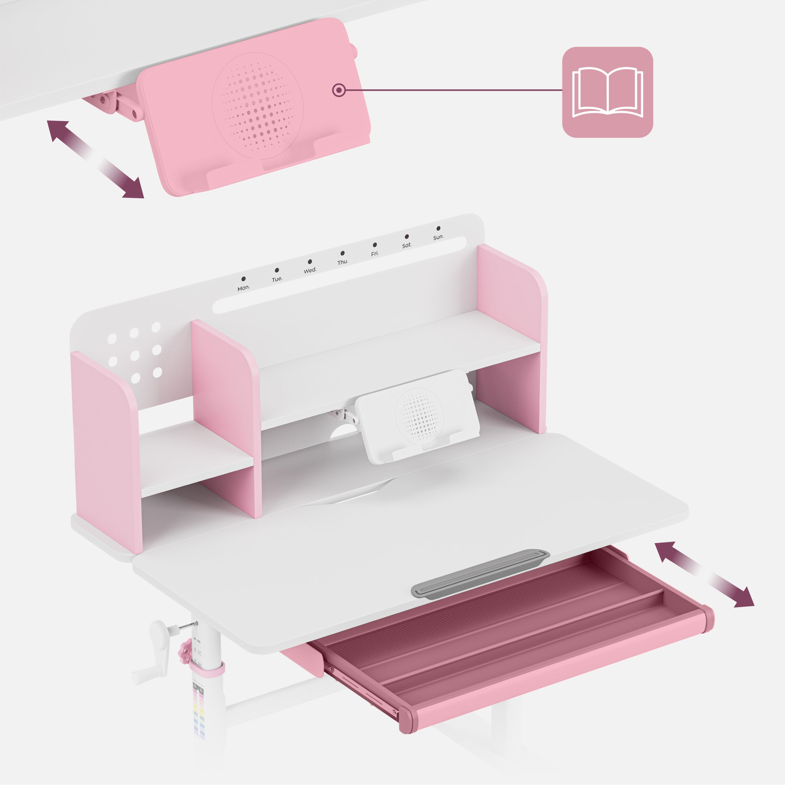 Scrivania ergonomica per bambini Mark Adler Study 5.0 Pink 90 cm