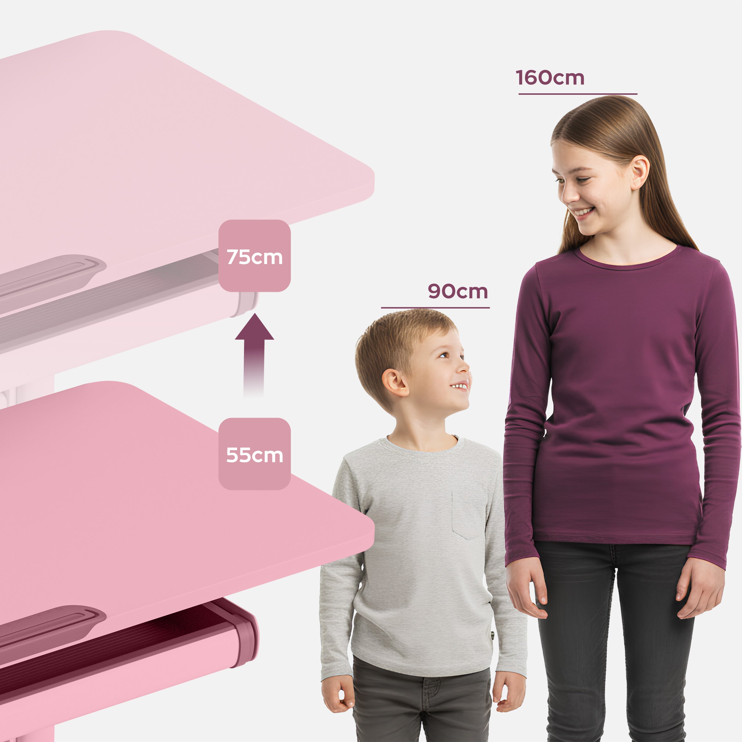Scrivania ergonomica per bambini Mark Adler Study 5.0 Pink 90 cm